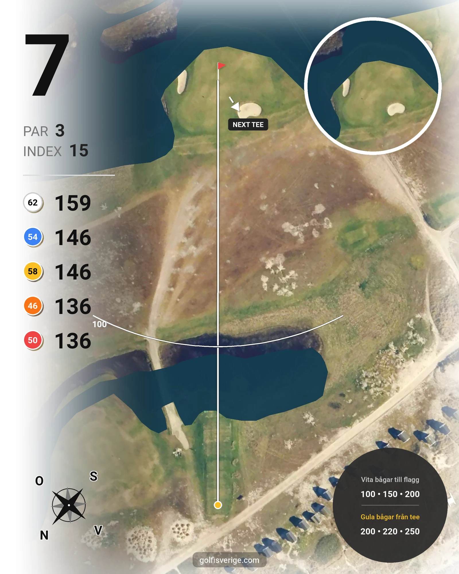 Banguide Flommen på Flommens Golfklubb - Hål 7 karta