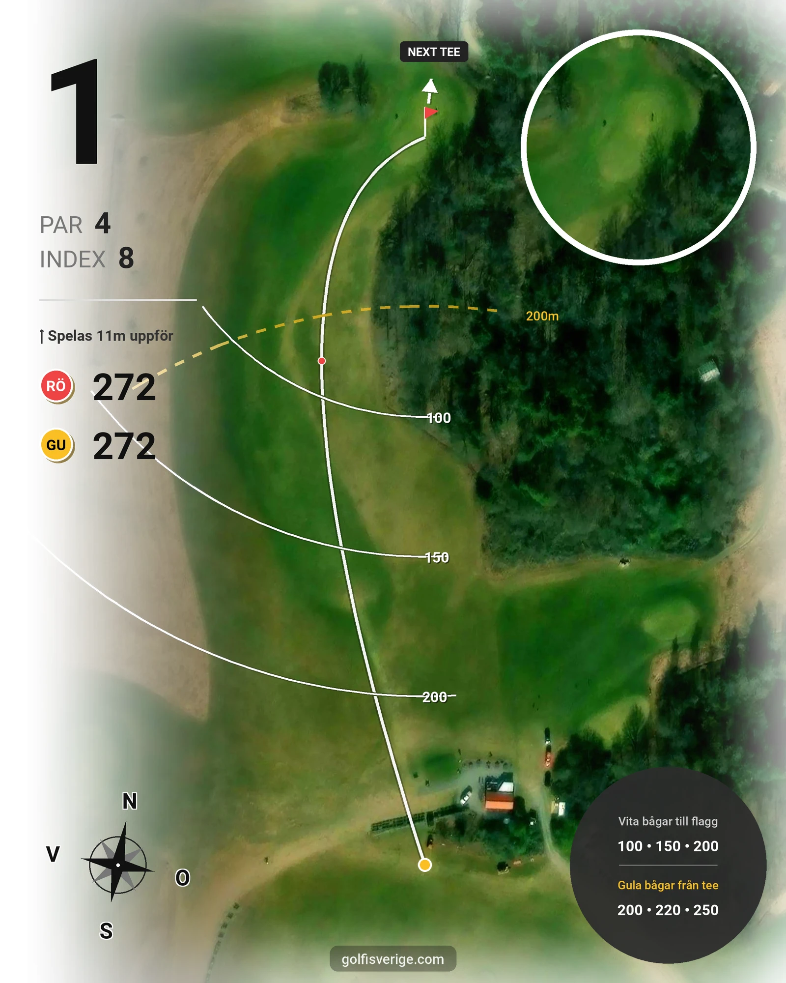 Banguide Fogdö Golfbana 18-hål på Fogdö Golfklubb - Hål 1 karta