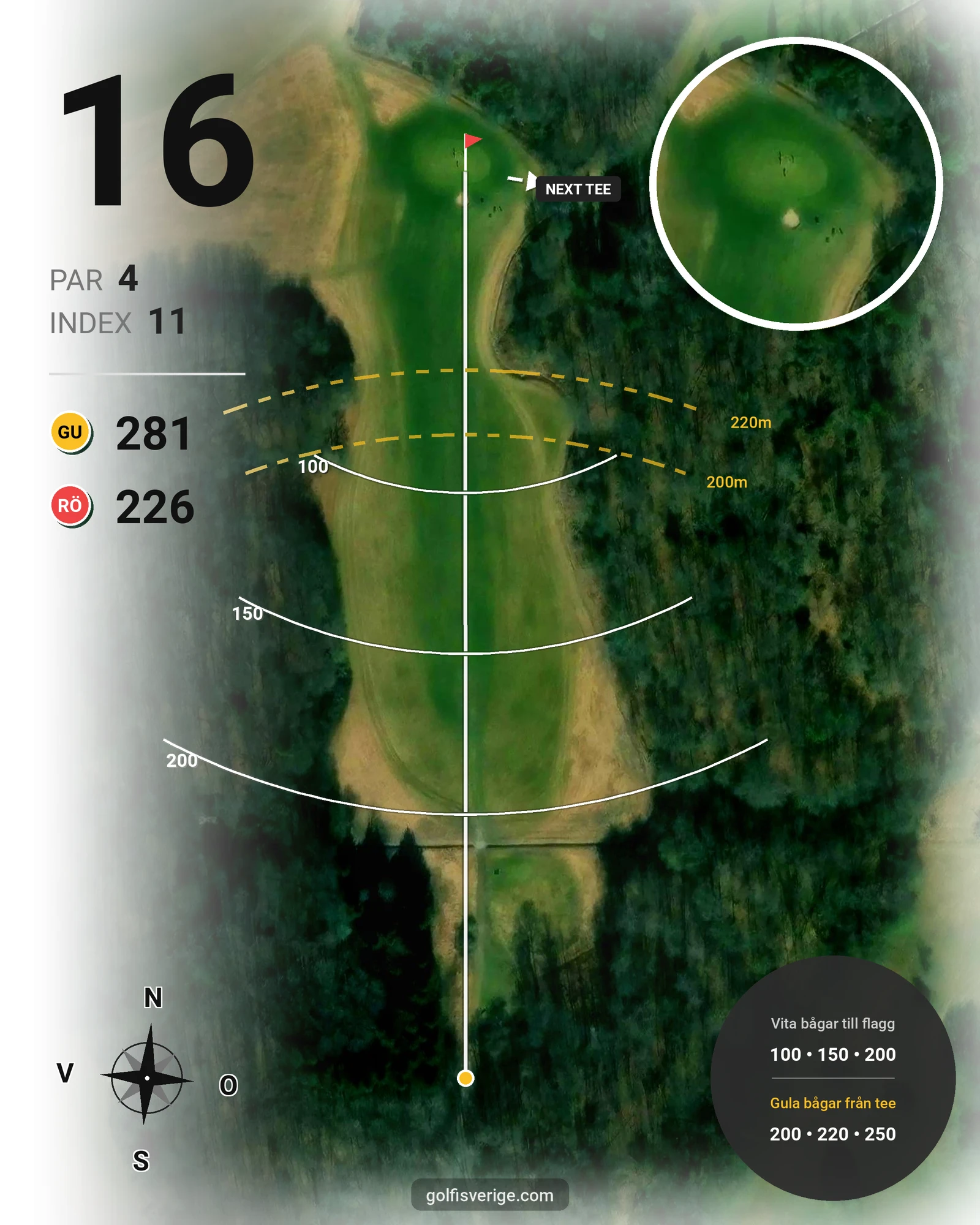 Banguide Fogdö Golfbana 18-hål på Fogdö Golfklubb - Hål 16 karta