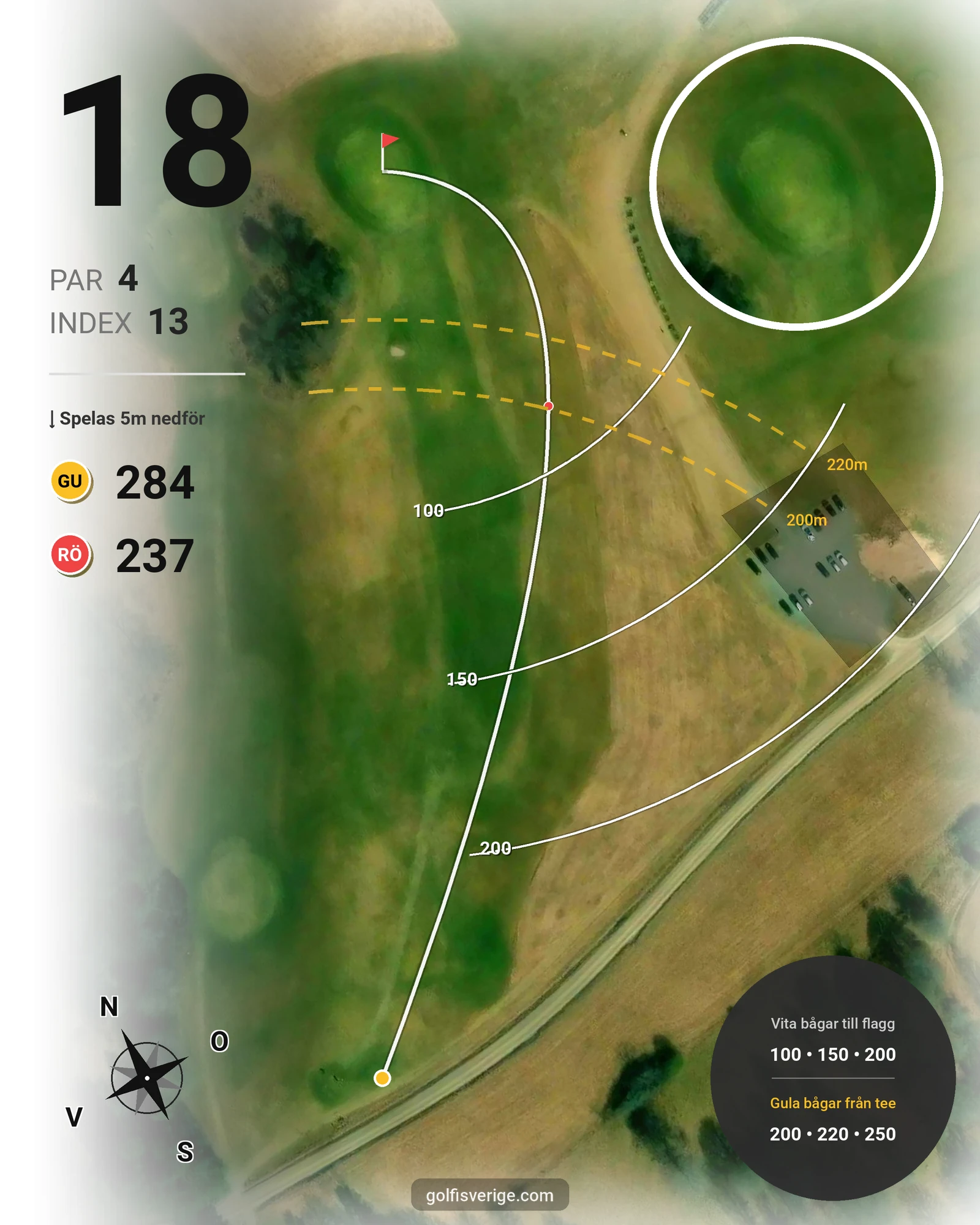Banguide Fogdö Golfbana 18-hål på Fogdö Golfklubb - Hål 18 karta