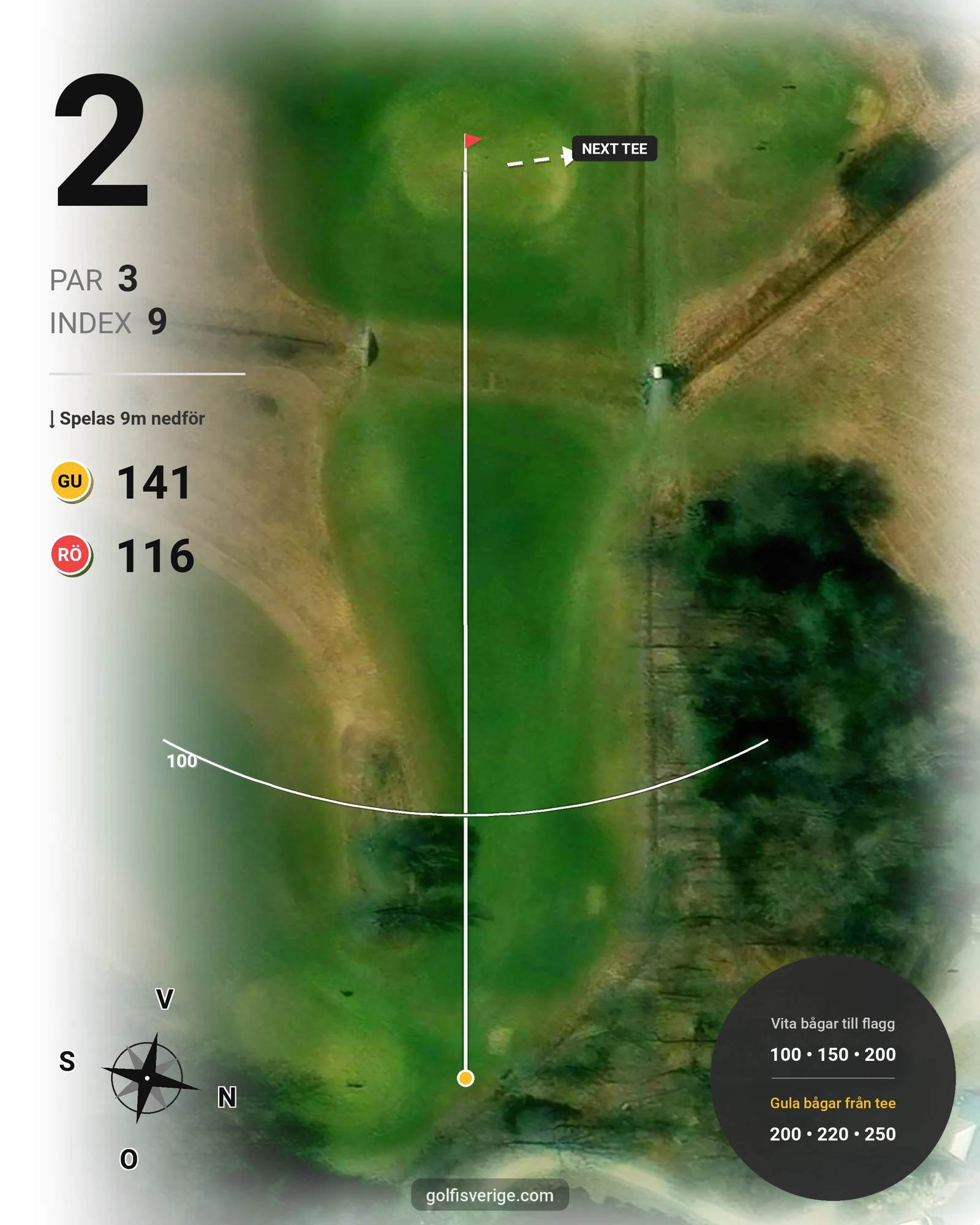 Banguide Fogdö Golfbana 9-hål på Fogdö Golfklubb - Hål 2 karta