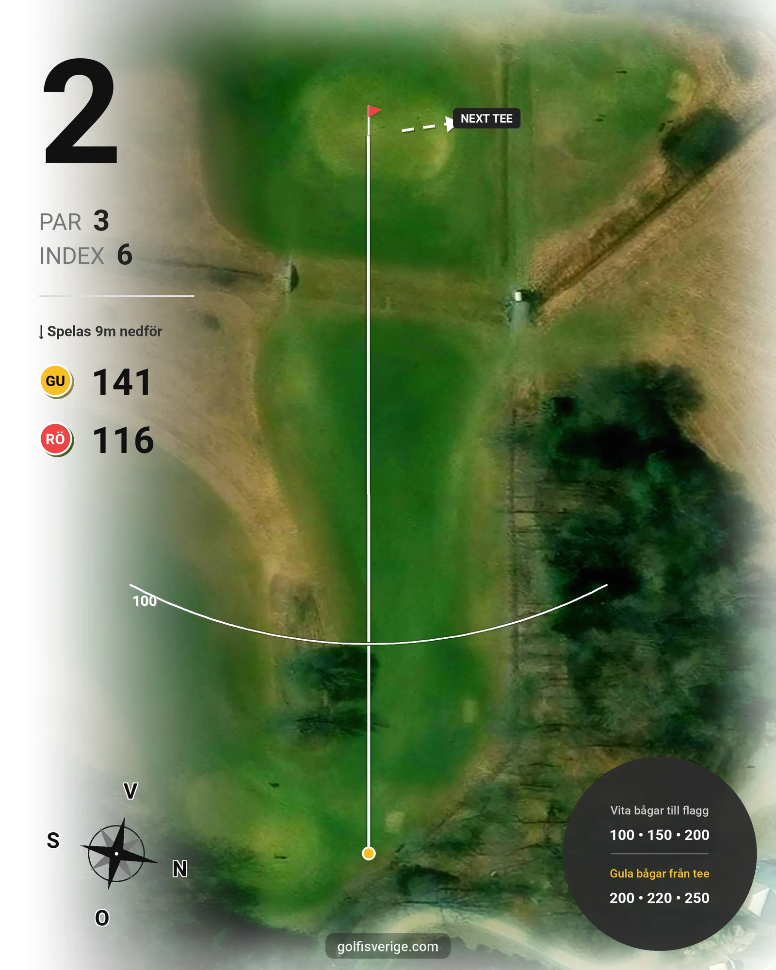 Banguide Fogdö Golfbana 18-hål på Fogdö Golfklubb - Hål 2 karta