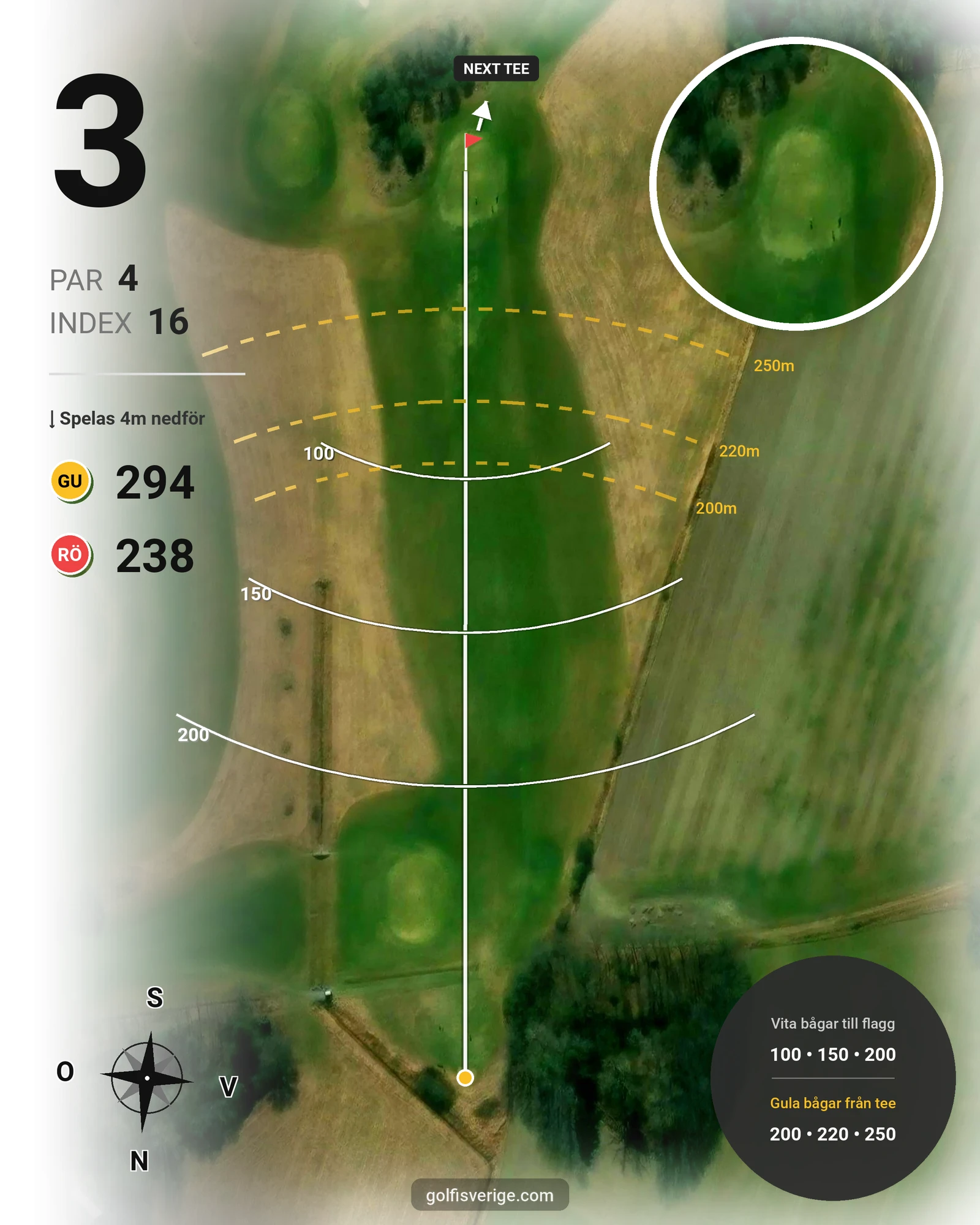 Banguide Fogdö Golfbana 18-hål på Fogdö Golfklubb - Hål 3 karta