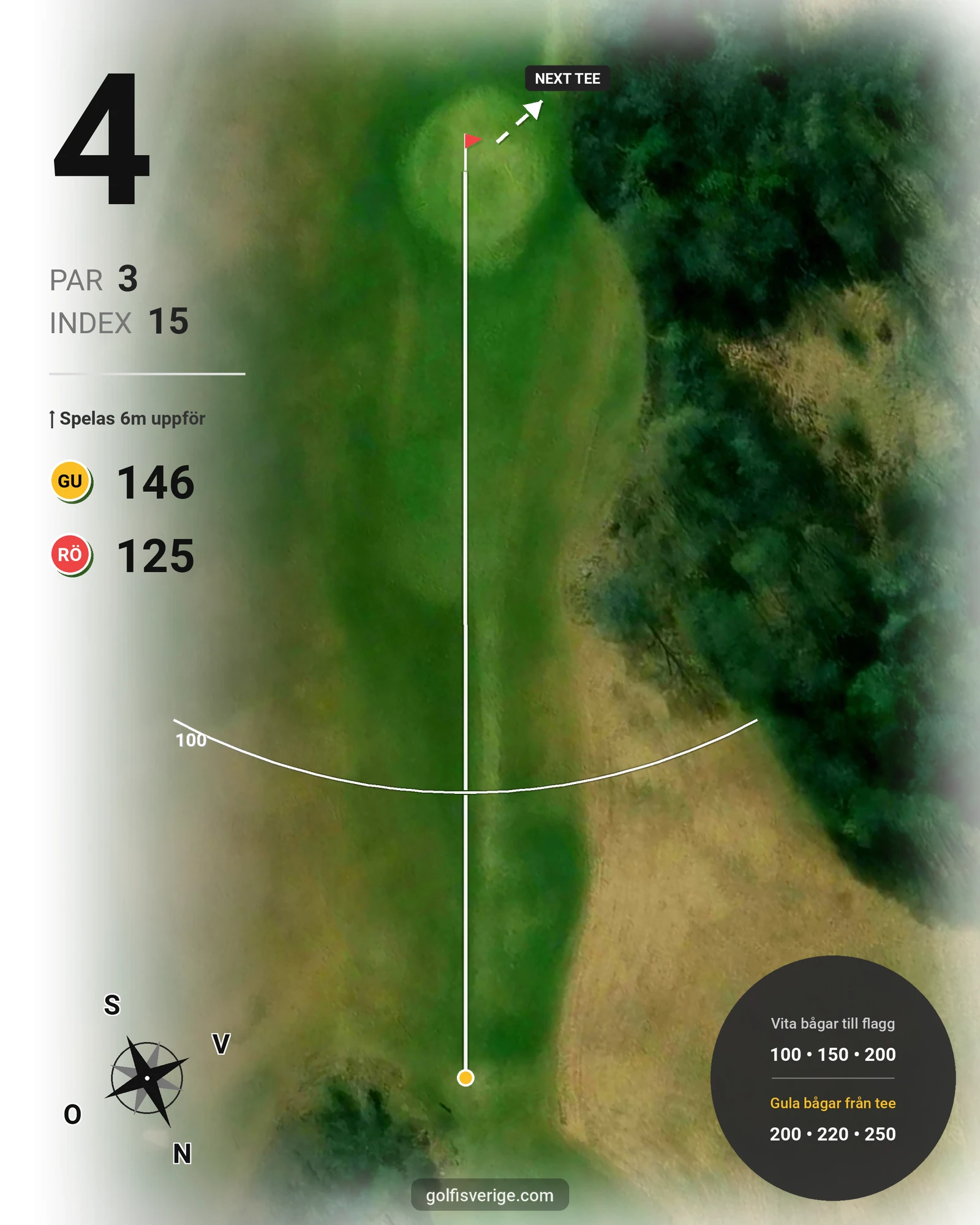 Banguide Fogdö Golfbana 9-hål på Fogdö Golfklubb - Hål 4 karta
