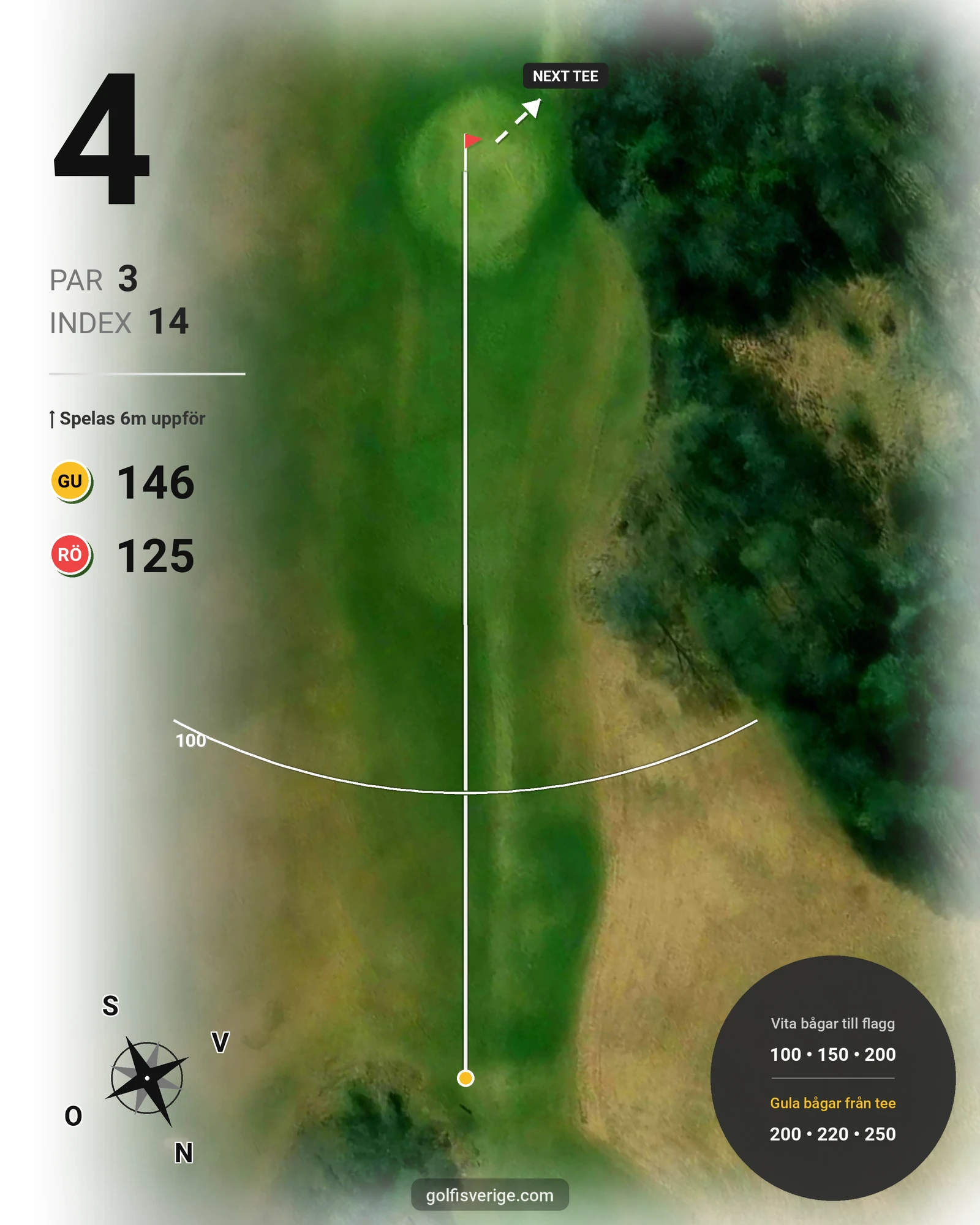 Banguide Fogdö Golfbana 18-hål på Fogdö Golfklubb - Hål 4 karta