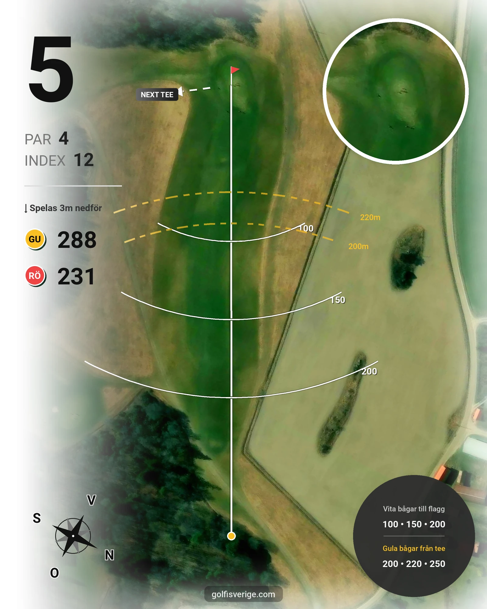 Banguide Fogdö Golfbana 18-hål på Fogdö Golfklubb - Hål 5 karta