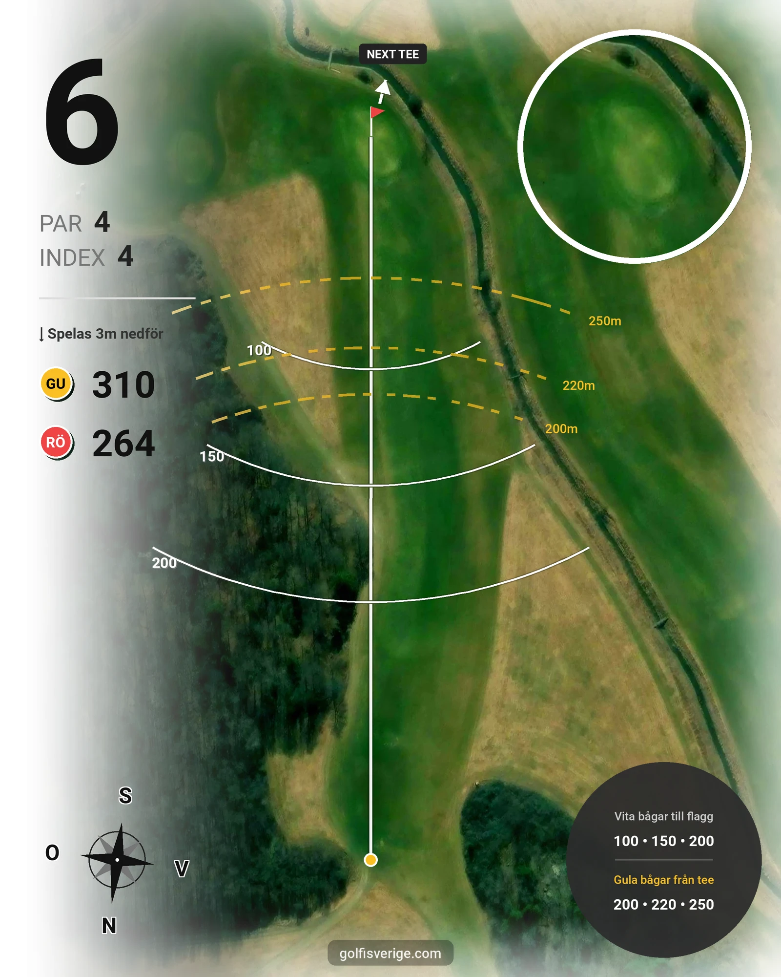 Banguide Fogdö Golfbana 18-hål på Fogdö Golfklubb - Hål 6 karta