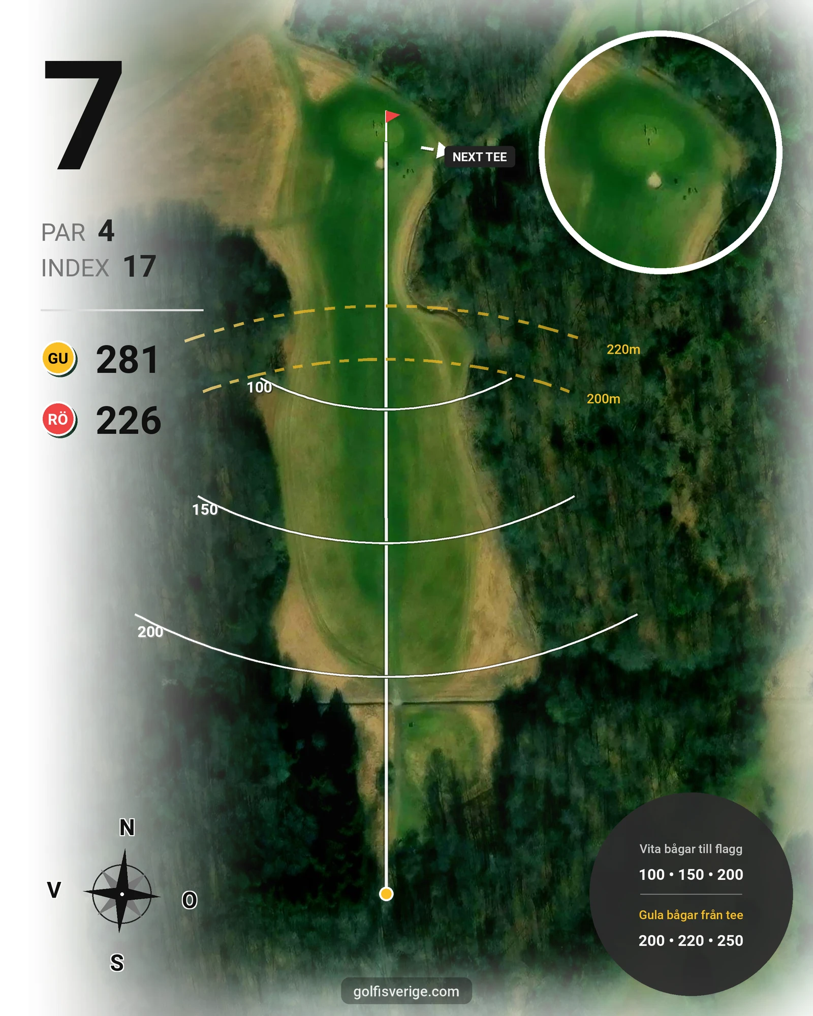 Banguide Fogdö Golfbana 9-hål på Fogdö Golfklubb - Hål 7 karta