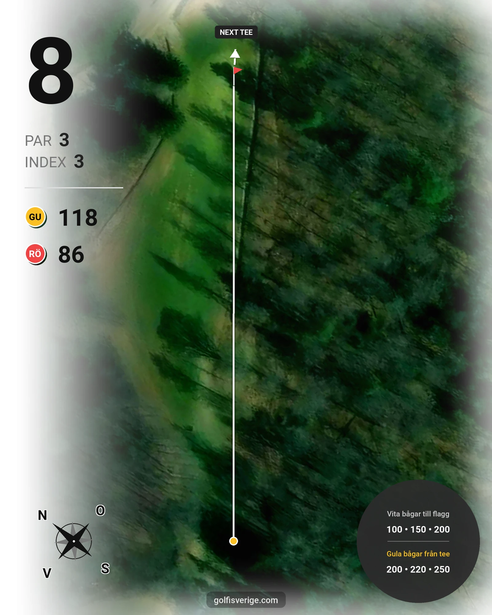 Banguide Fogdö Golfbana 9-hål på Fogdö Golfklubb - Hål 8 karta