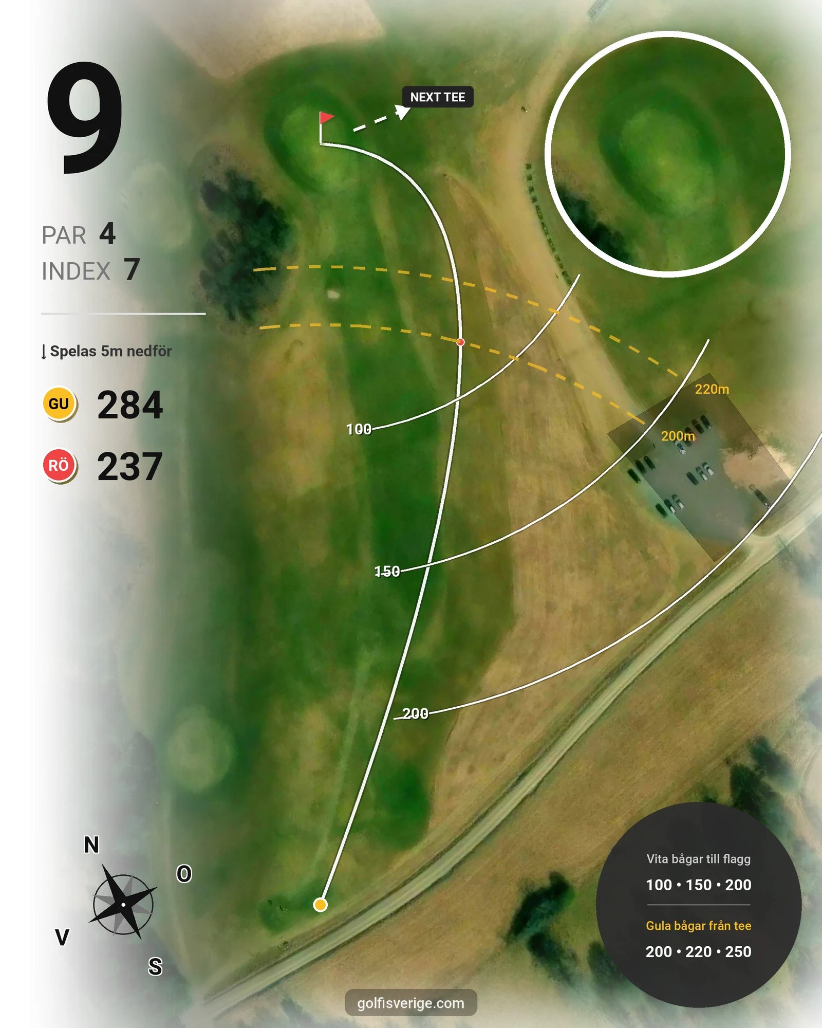 Banguide Fogdö Golfbana 9-hål på Fogdö Golfklubb - Hål 9 karta