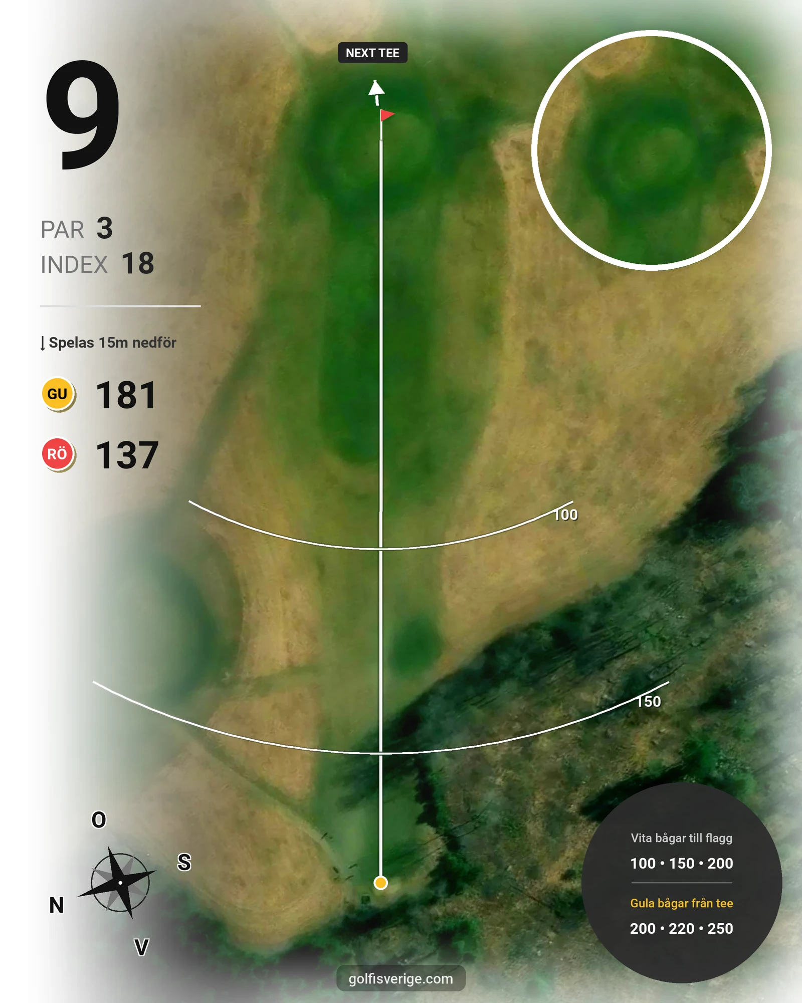 Banguide Fogdö Golfbana 18-hål på Fogdö Golfklubb - Hål 9 karta