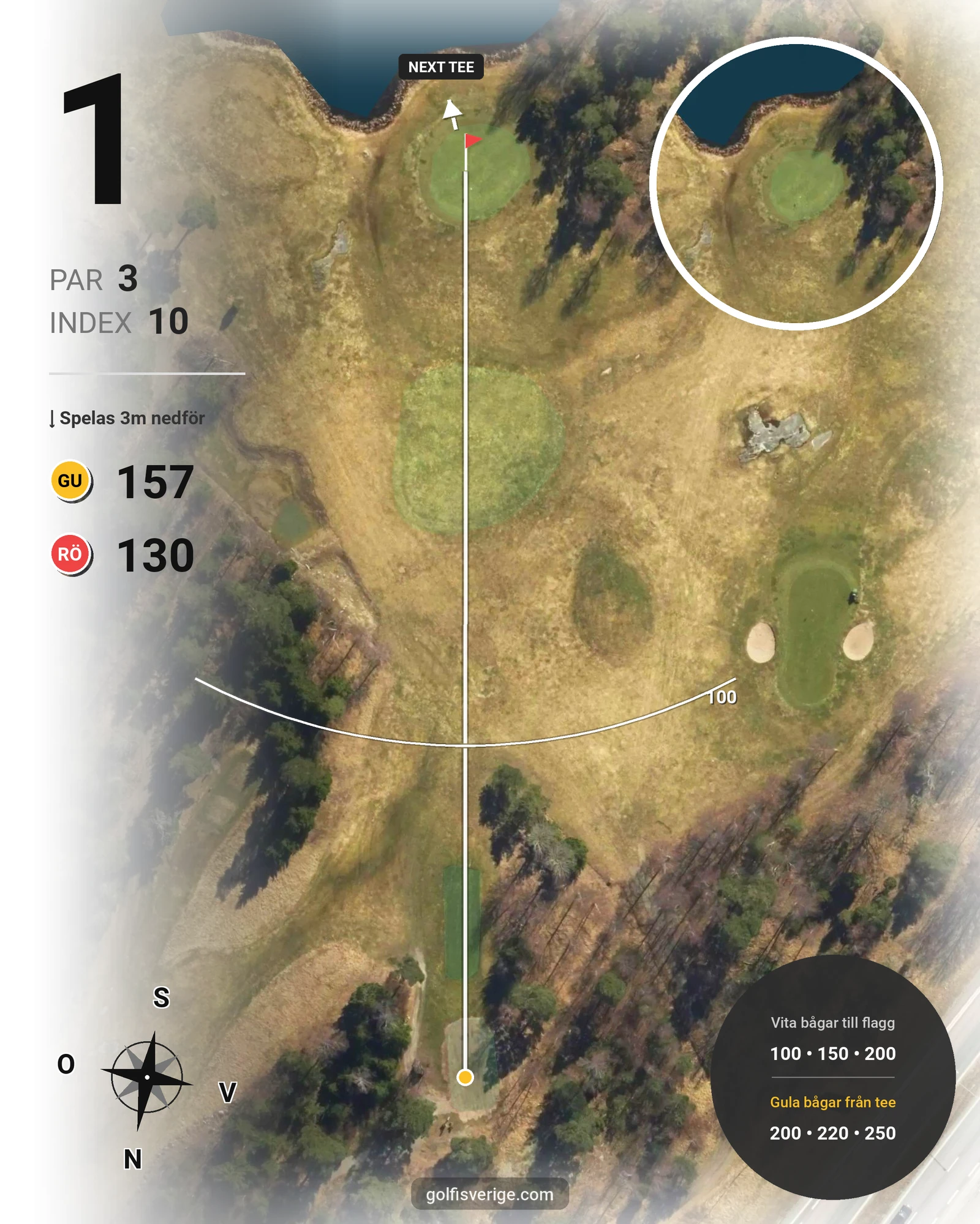 Banguide Fors golfbana hål 1 karta