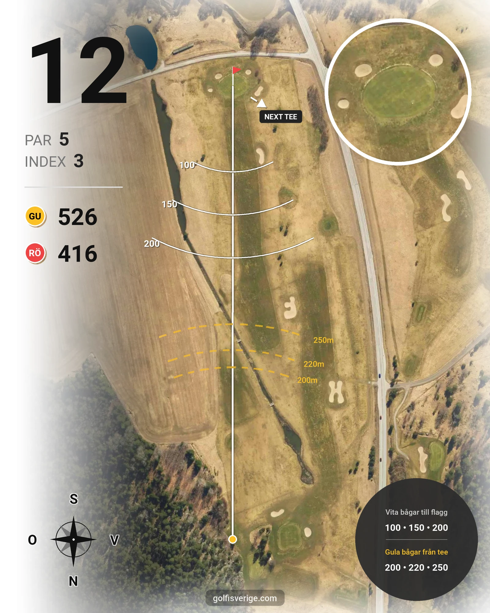 Banguide Fors golfbana hål 12 karta