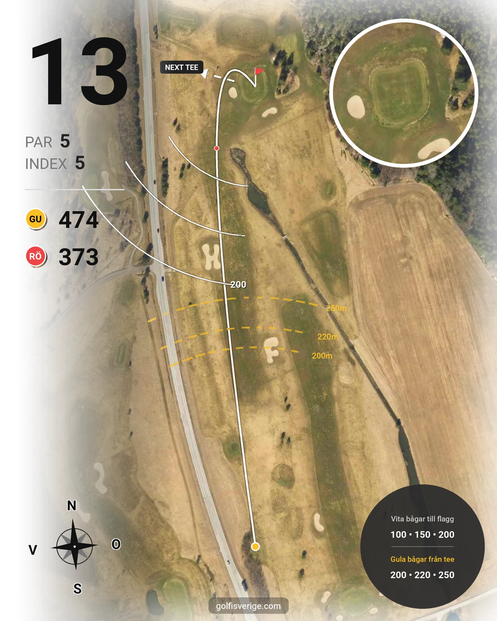 Banguide Fors golfbana hål 13 karta