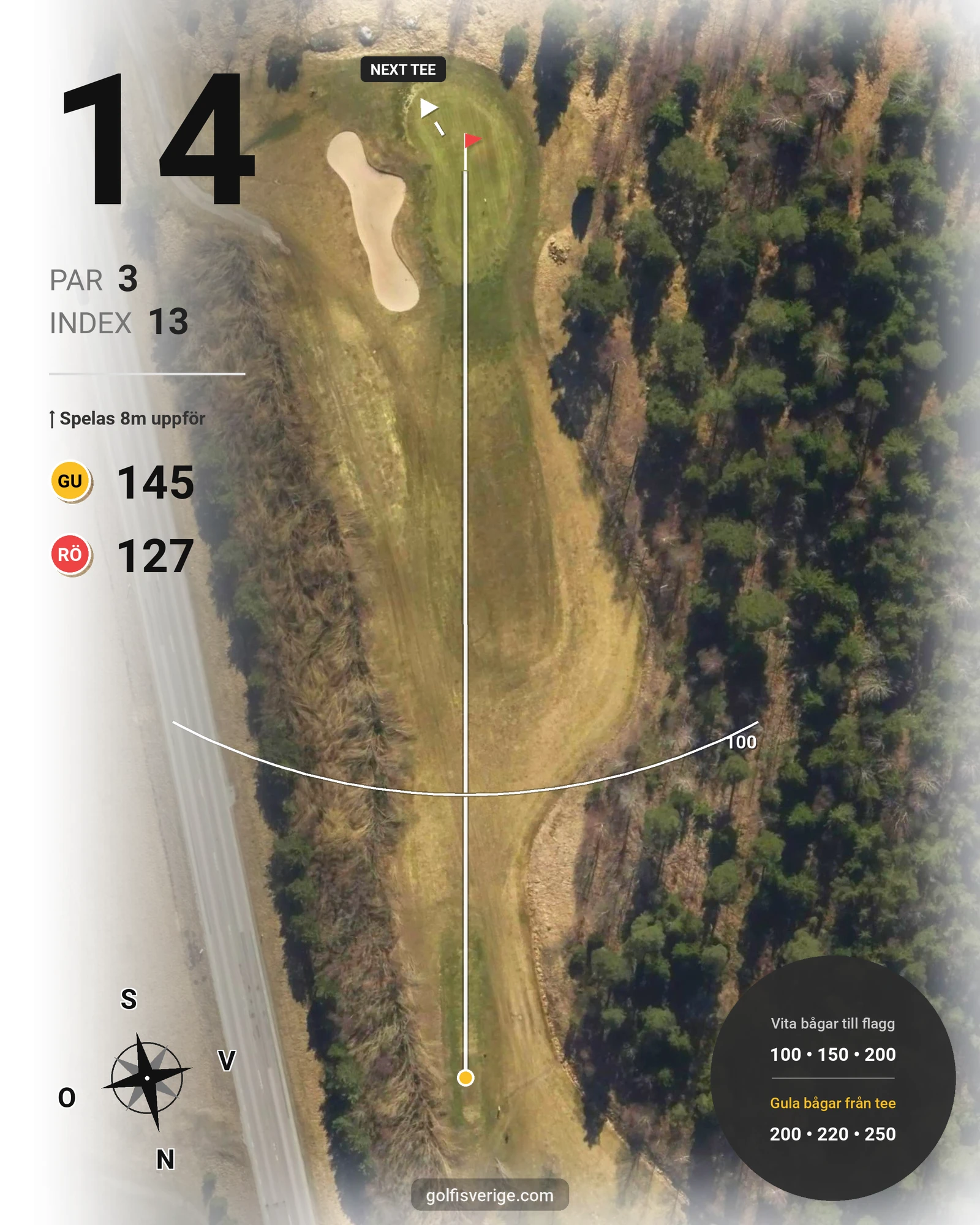 Banguide Fors golfbana hål 14 karta
