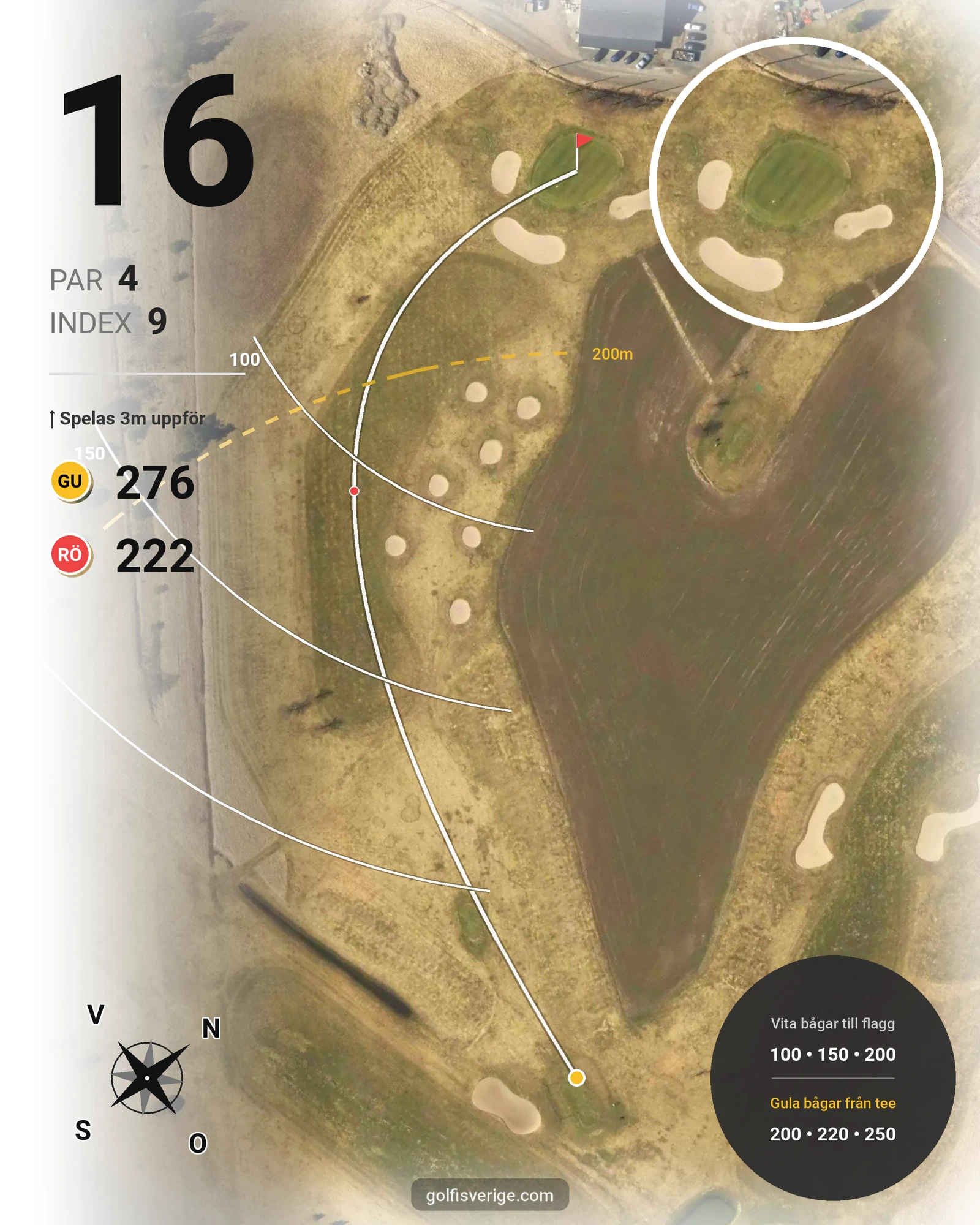 Banguide Fors golfbana hål 16 karta