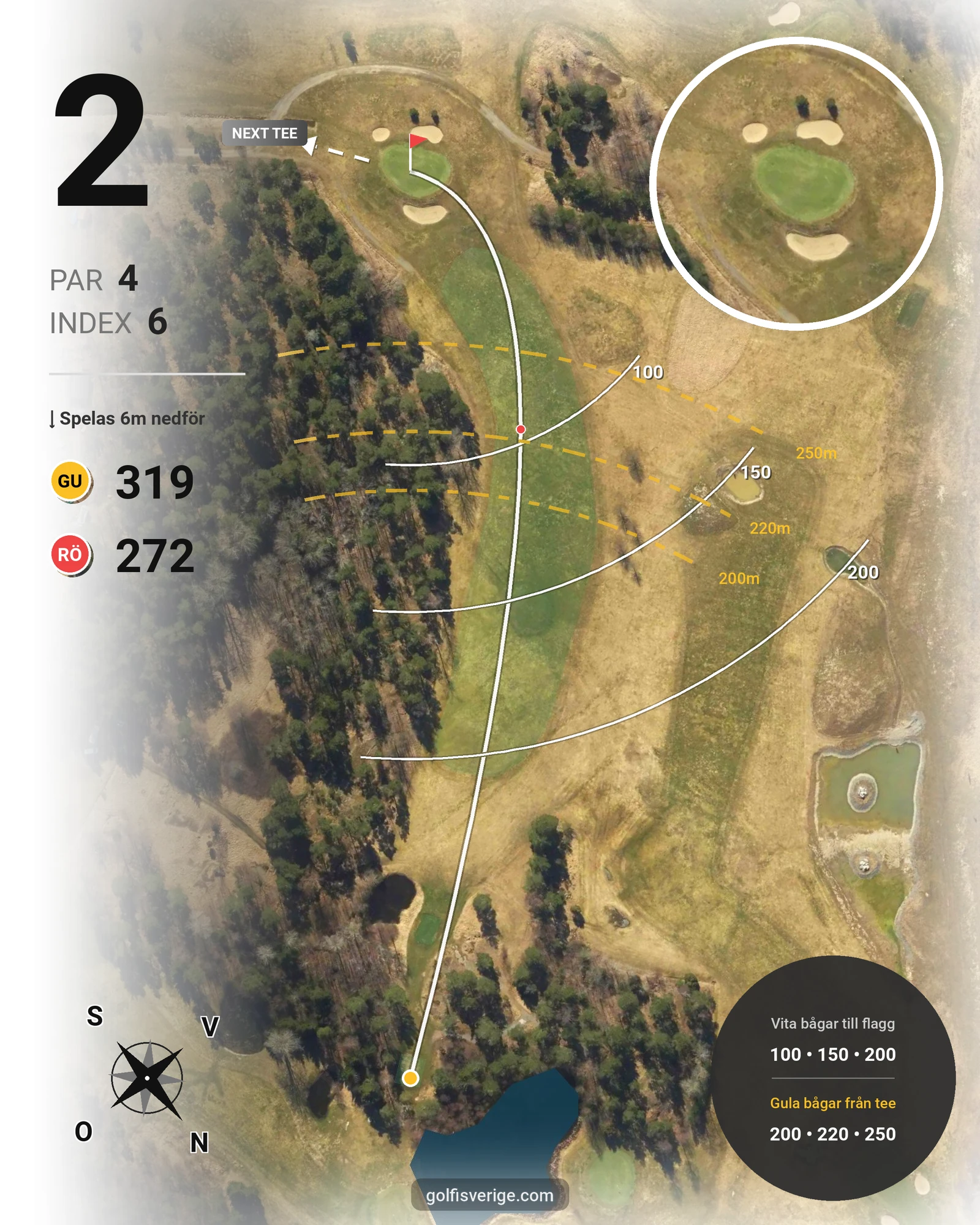 Banguide Fors golfbana hål 2 karta