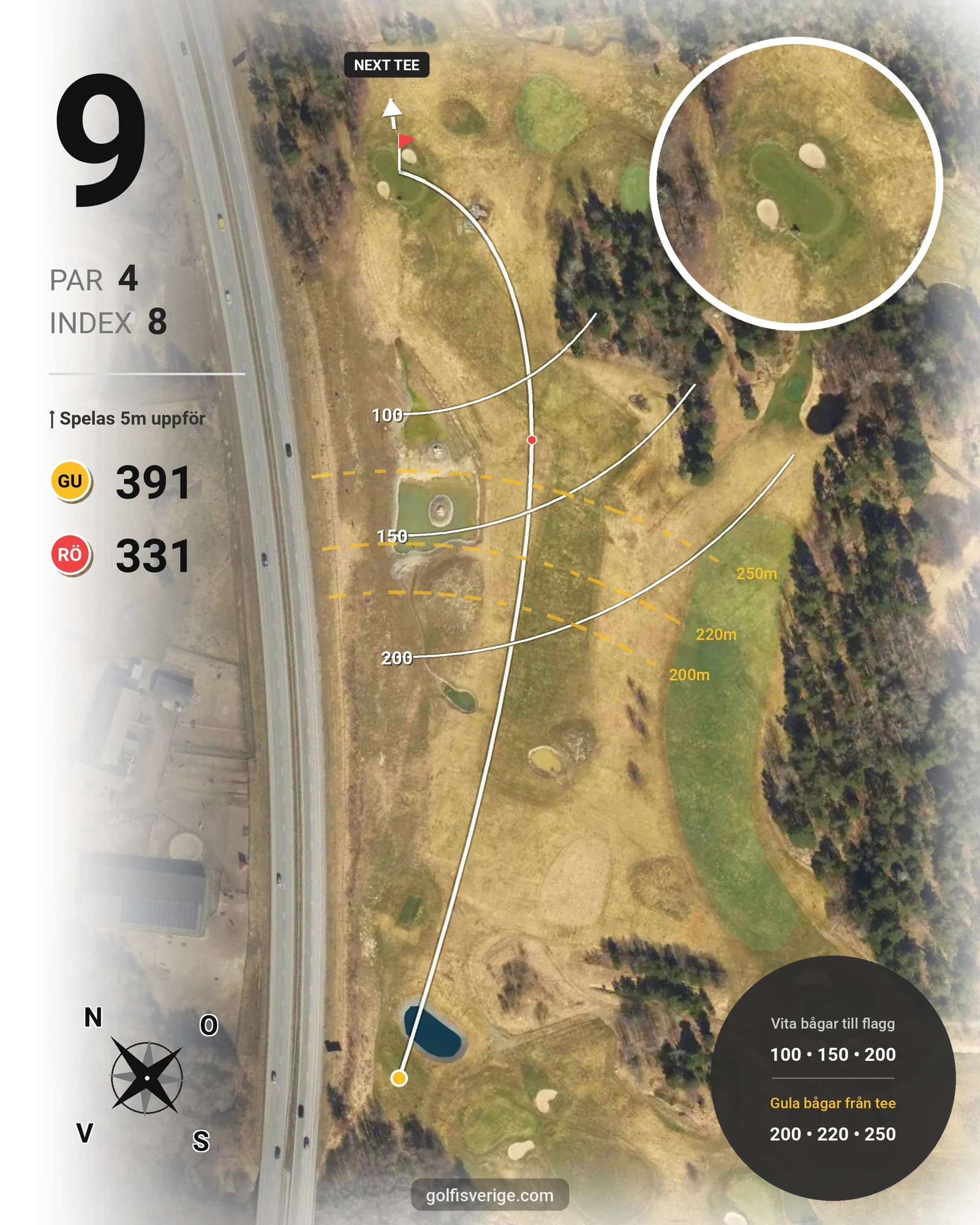Banguide Fors golfbana hål 9 karta