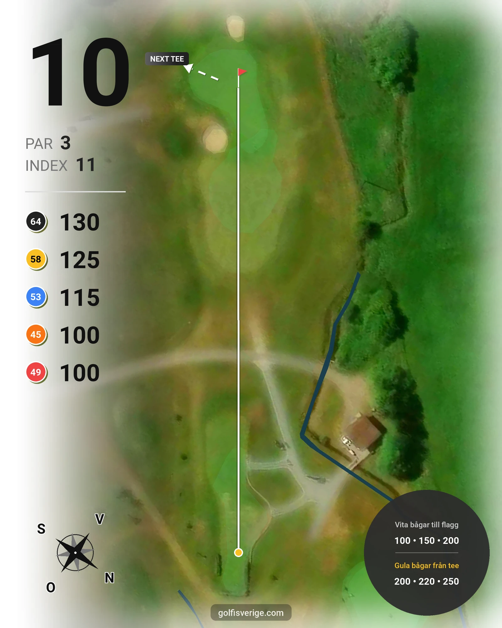 Banguide Slottsbanan 18 hål på Forsgårdens Golfklubb - Hål 10 karta
