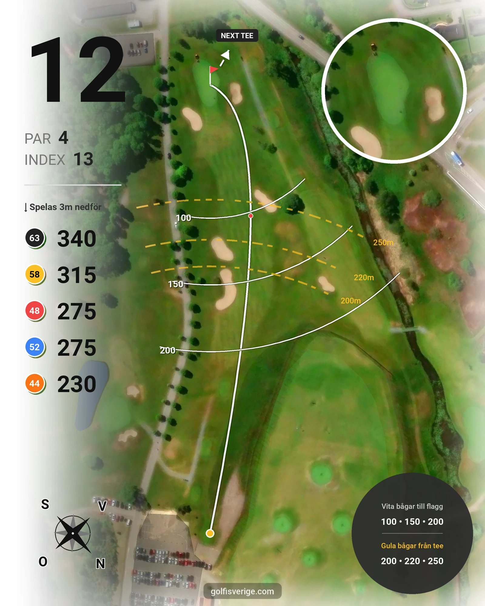 Banguide Kungsbanan 9 hål på Forsgårdens Golfklubb - Hål 12 karta