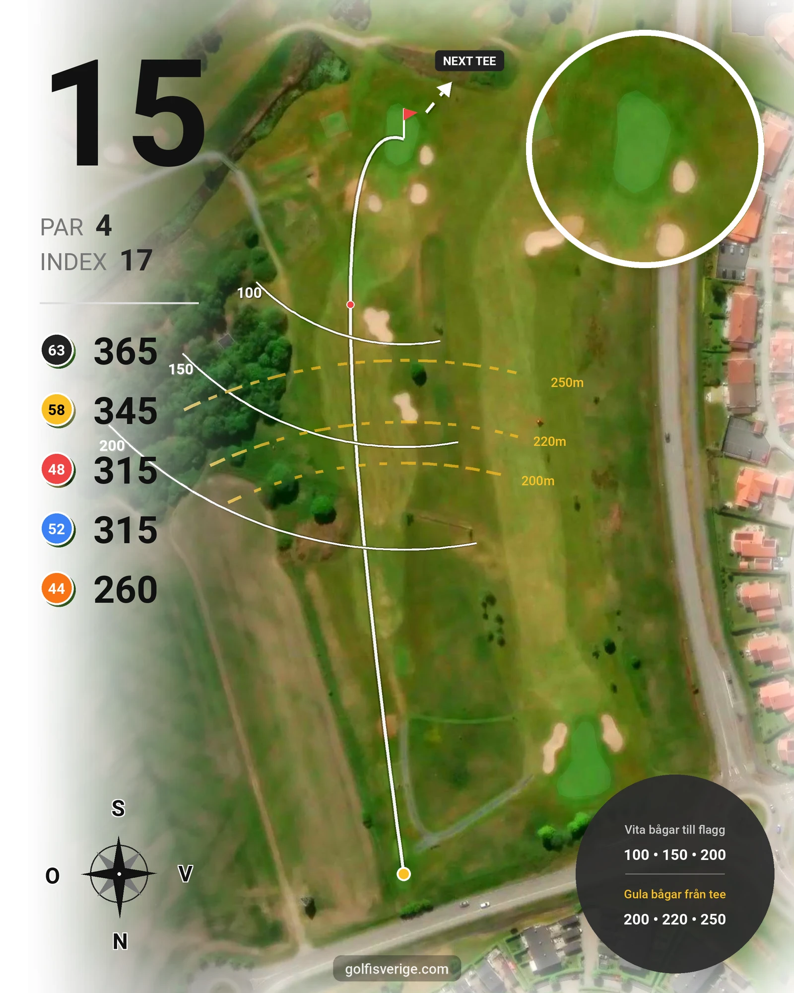Banguide Kungsbanan 9 hål på Forsgårdens Golfklubb - Hål 15 karta
