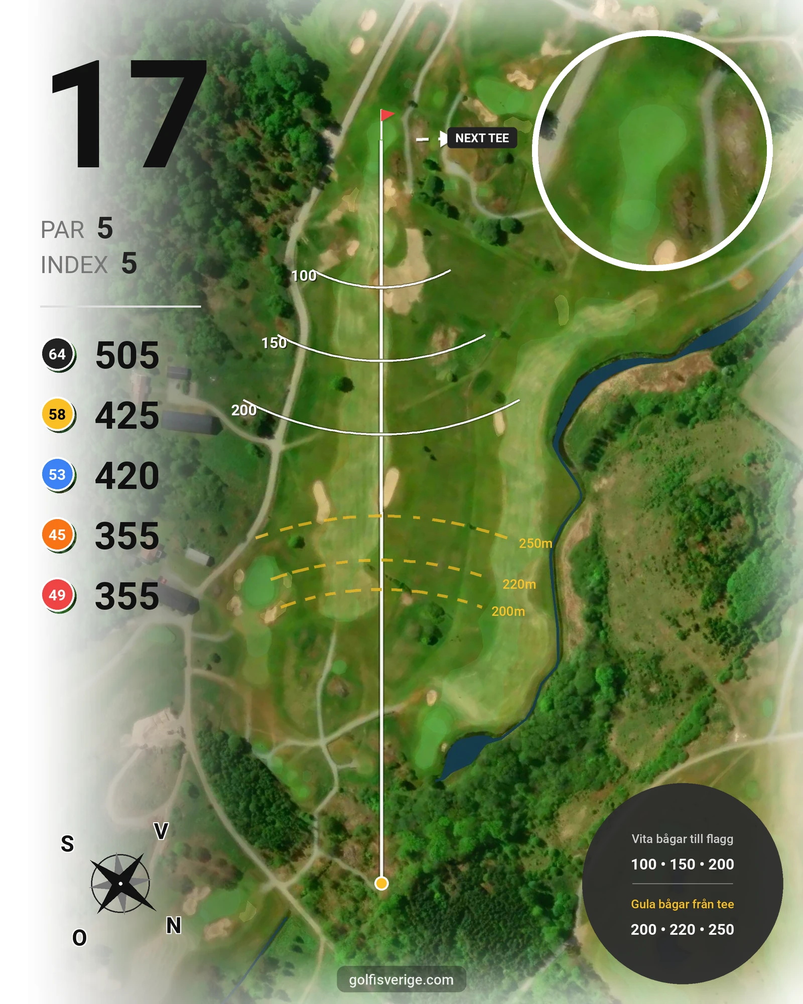 Banguide Slottsbanan 18 hål på Forsgårdens Golfklubb - Hål 17 karta