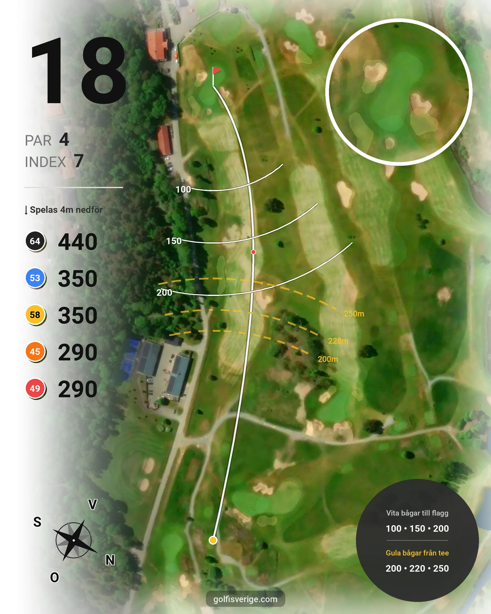 Banguide Slottsbanan 18 hål på Forsgårdens Golfklubb - Hål 18 karta