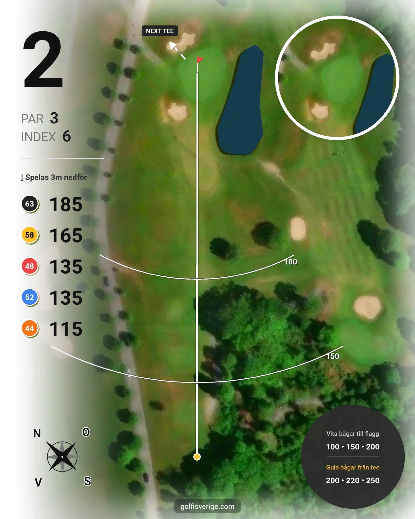 Banguide Kungsbanan 9 hål på Forsgårdens Golfklubb - Hål 2 karta