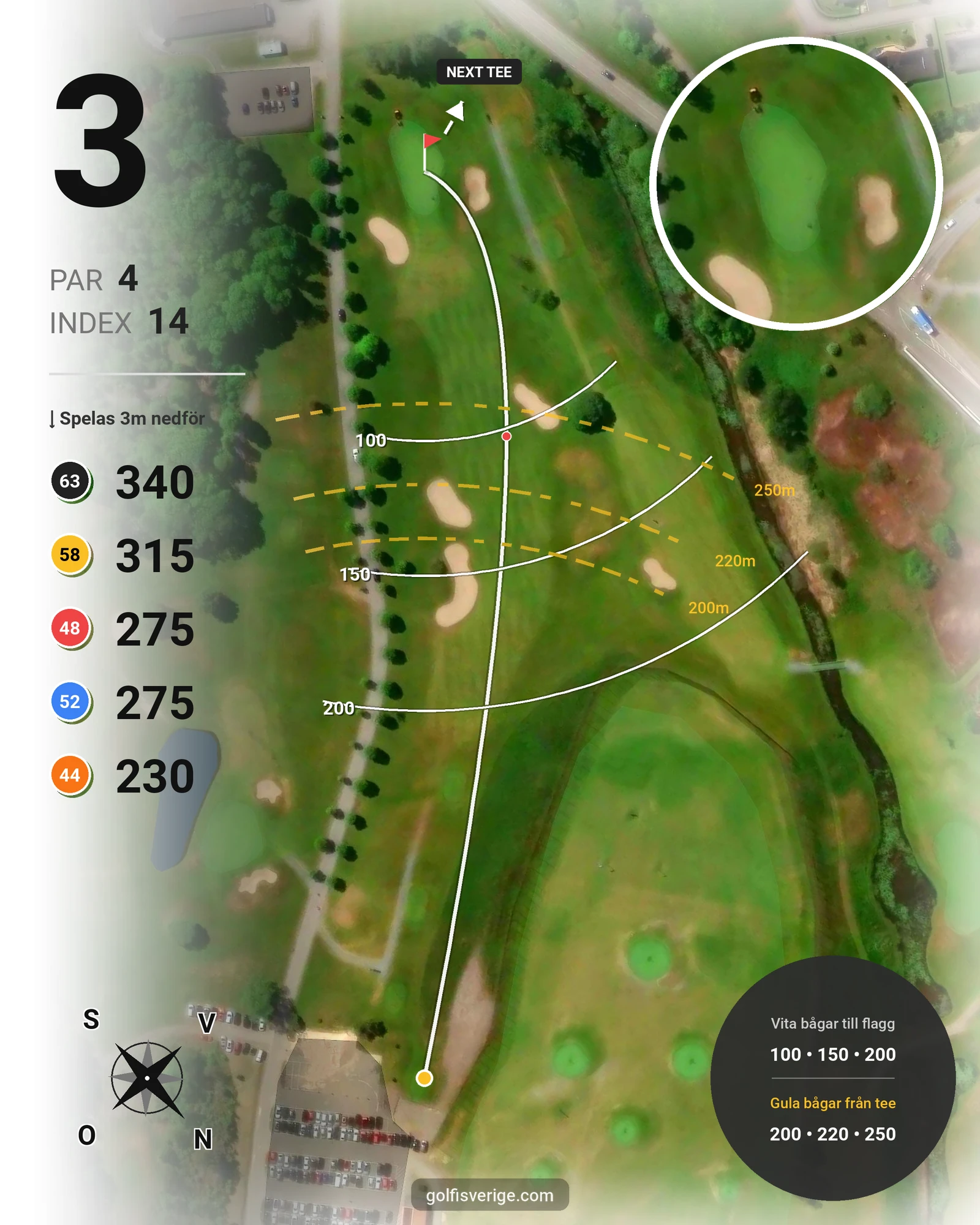 Banguide Kungsbanan 9 hål på Forsgårdens Golfklubb - Hål 3 karta