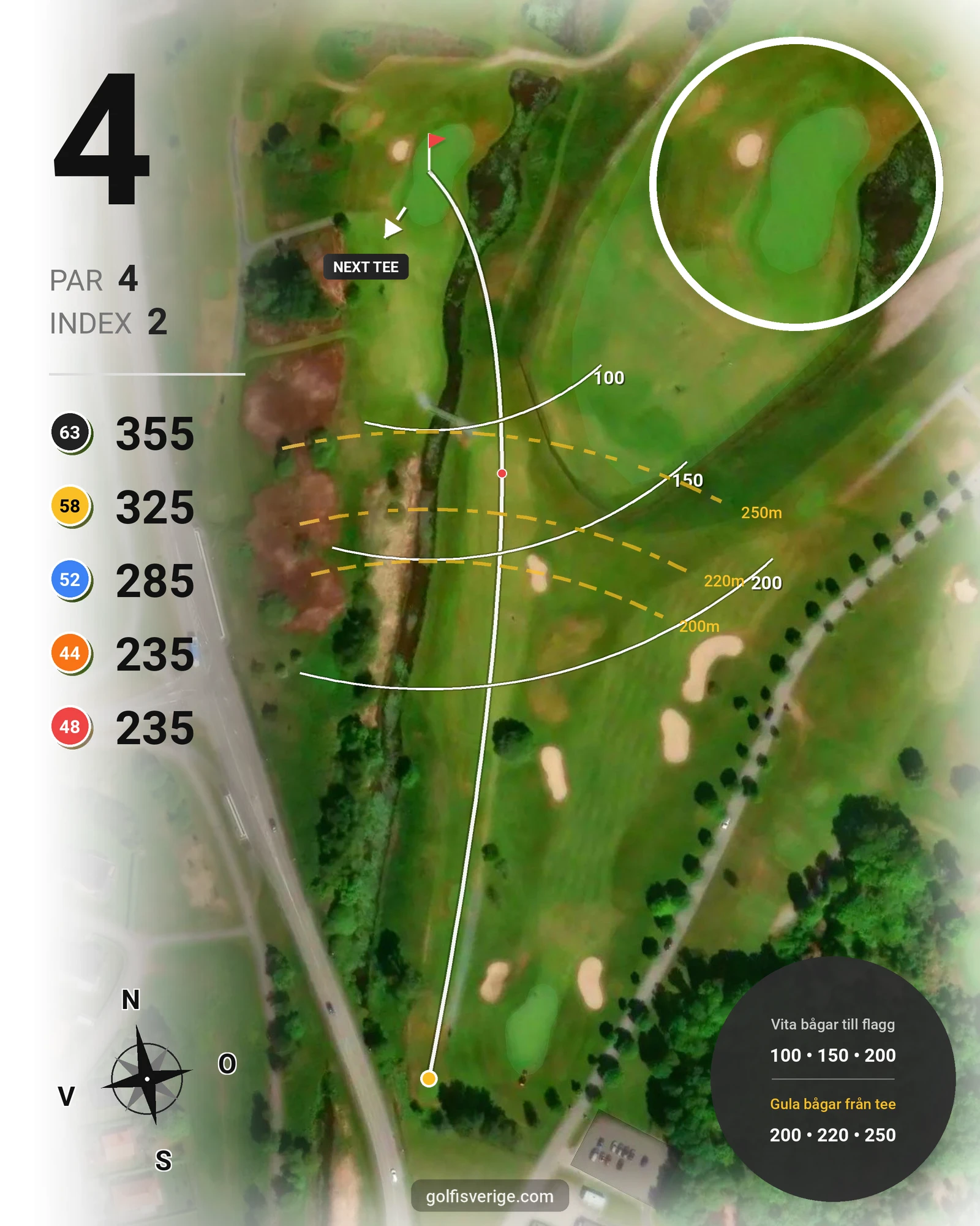 Banguide Kungsbanan 9 hål på Forsgårdens Golfklubb - Hål 4 karta