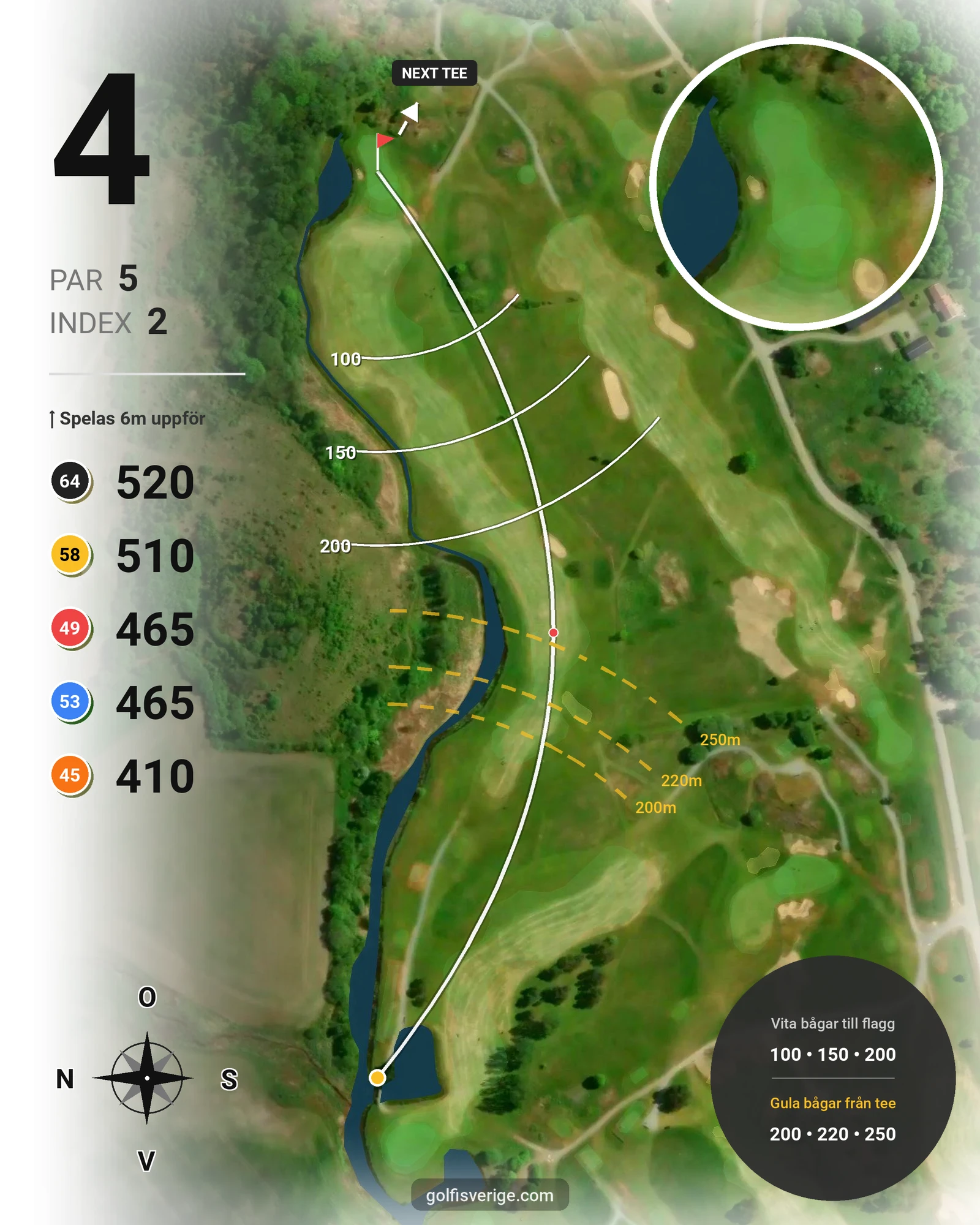 Banguide Slottsbanan 18 hål på Forsgårdens Golfklubb - Hål 4 karta