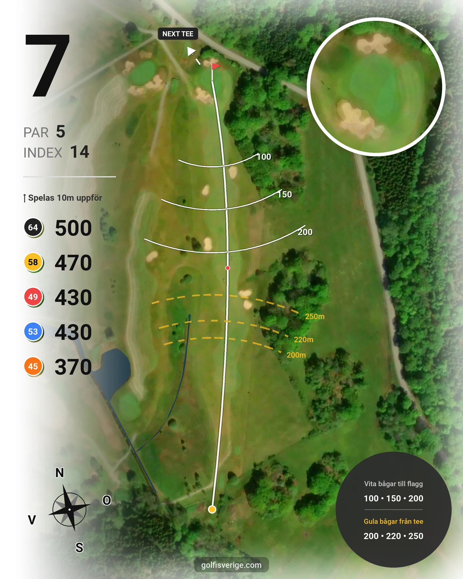 Banguide Slottsbanan 18 hål på Forsgårdens Golfklubb - Hål 7 karta