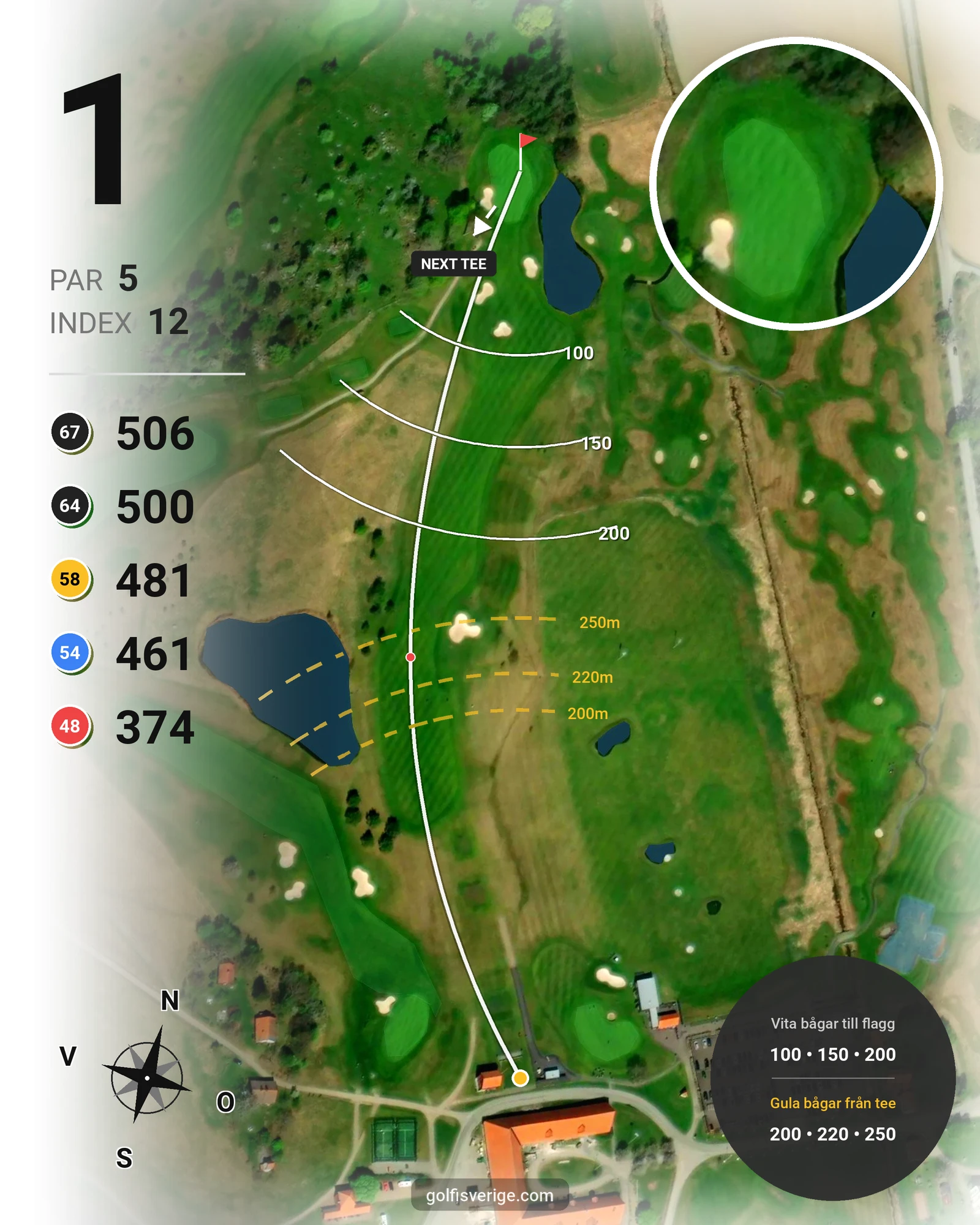 Banguide Frösåkers G&CC på Frösåker Golf & Country Club - Hål 1 karta