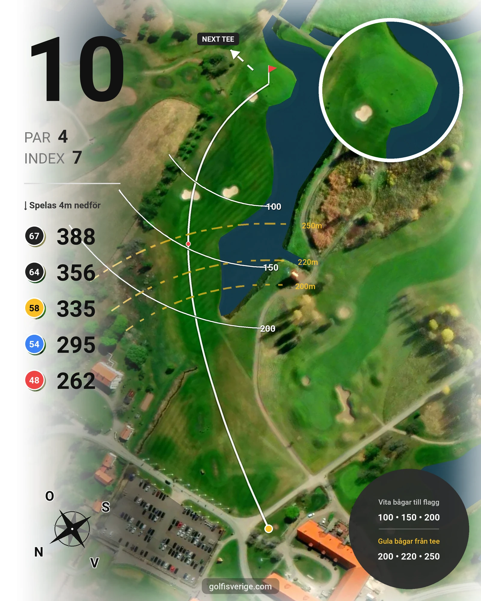 Banguide Frösåkers G&CC på Frösåker Golf & Country Club - Hål 10 karta
