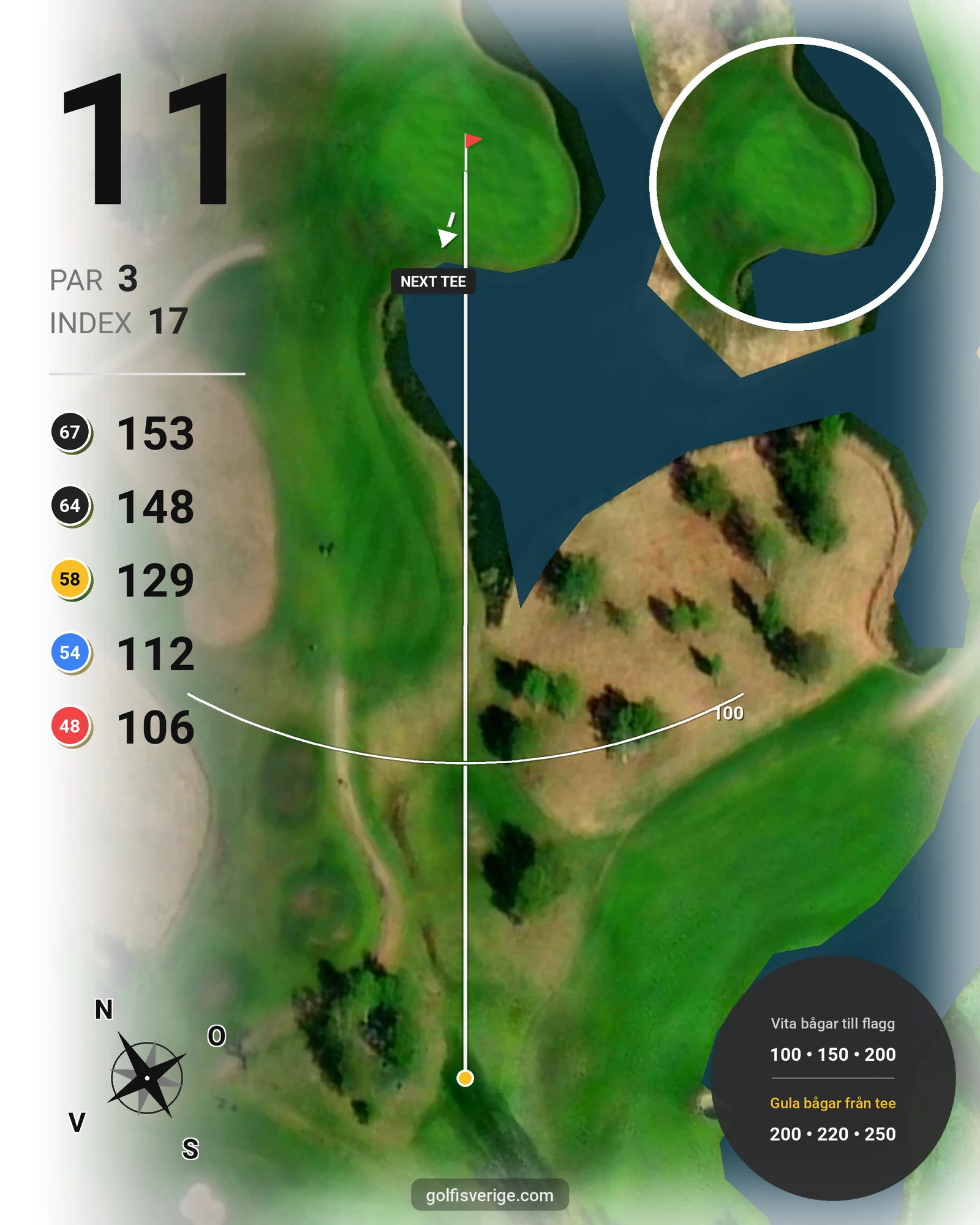 Banguide Frösåkers G&CC på Frösåker Golf & Country Club - Hål 11 karta