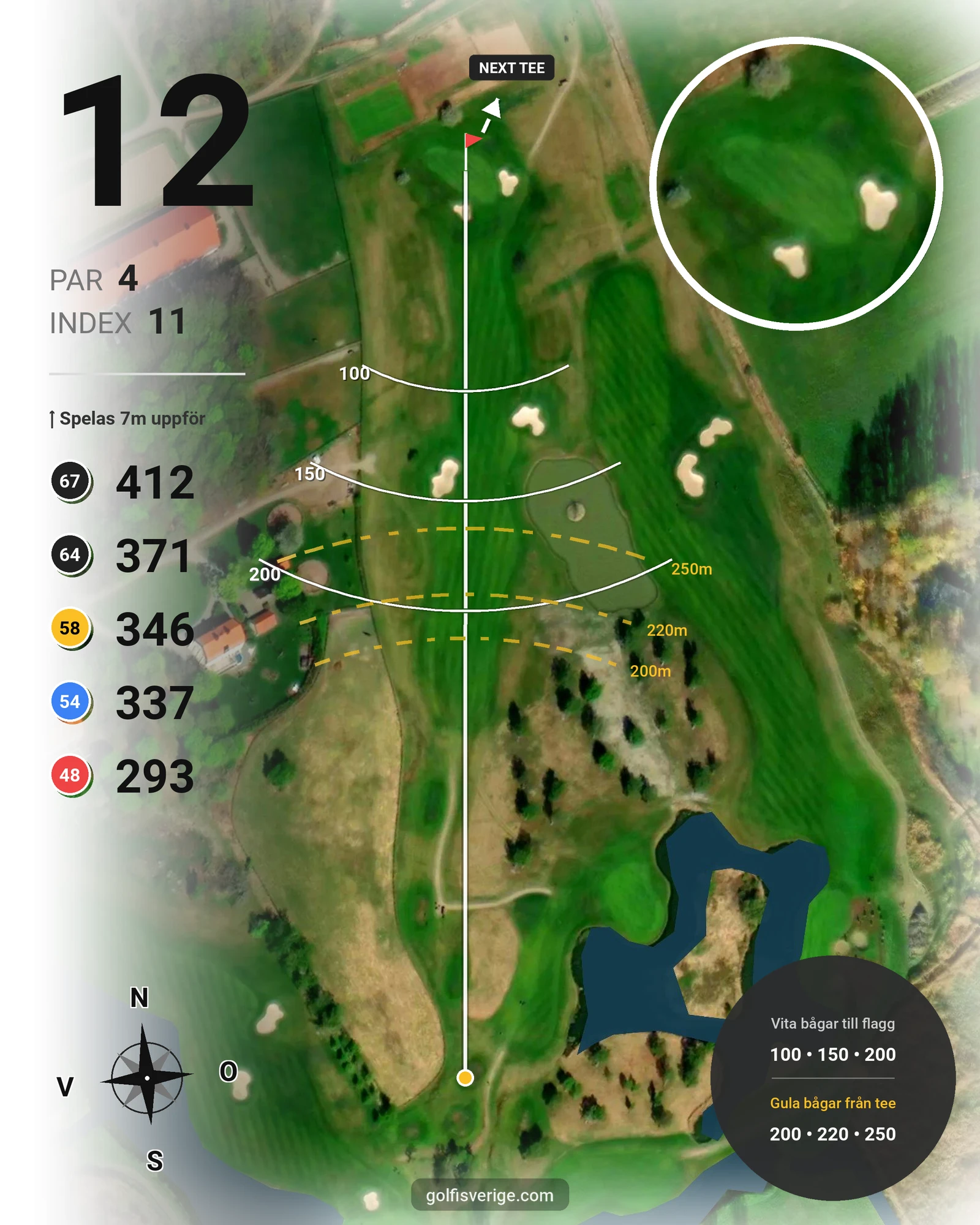 Banguide Frösåkers G&CC på Frösåker Golf & Country Club - Hål 12 karta