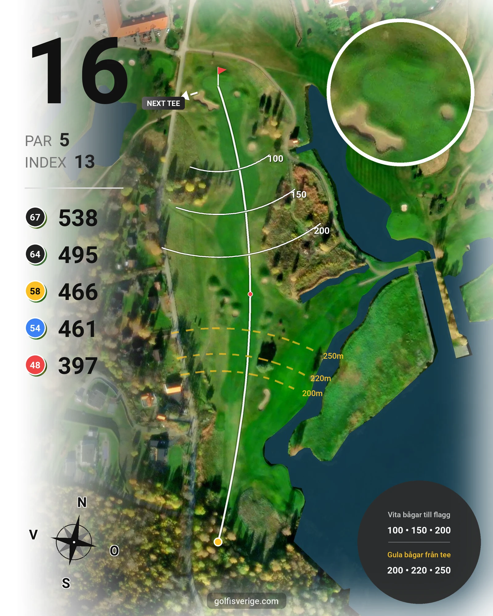 Banguide Frösåkers G&CC på Frösåker Golf & Country Club - Hål 16 karta