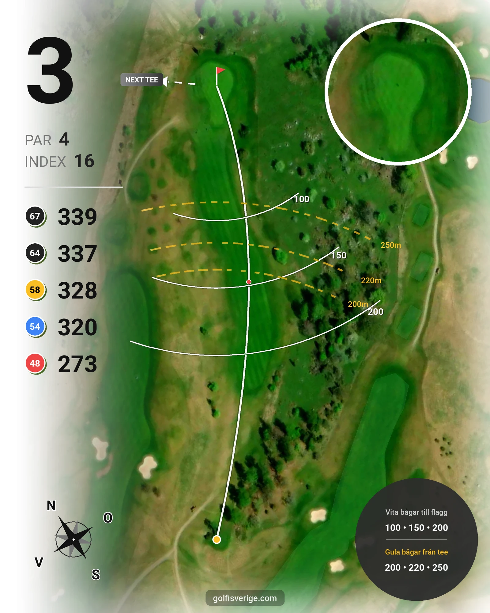 Banguide Frösåkers G&CC på Frösåker Golf & Country Club - Hål 3 karta