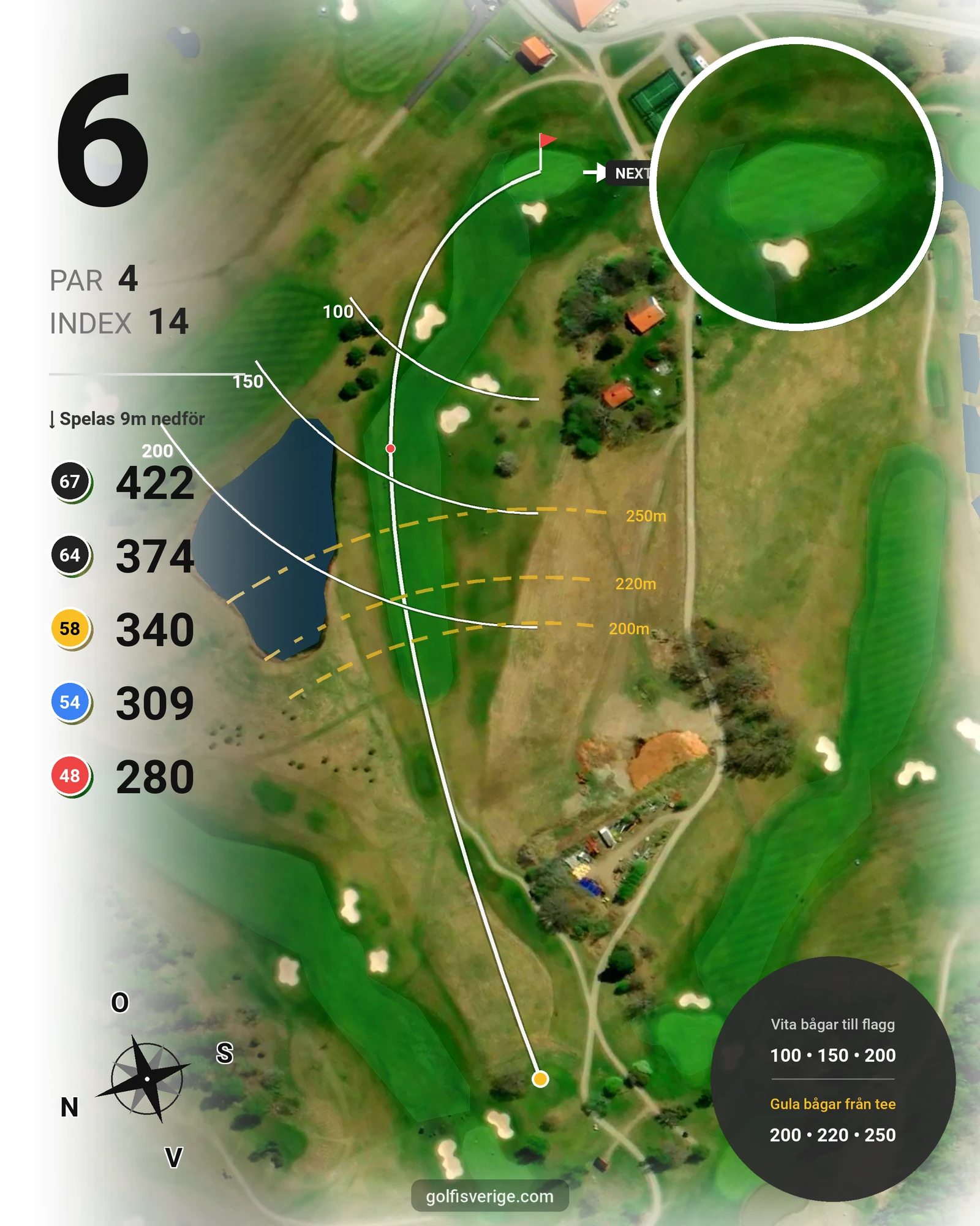Banguide Frösåkers G&CC på Frösåker Golf & Country Club - Hål 6 karta