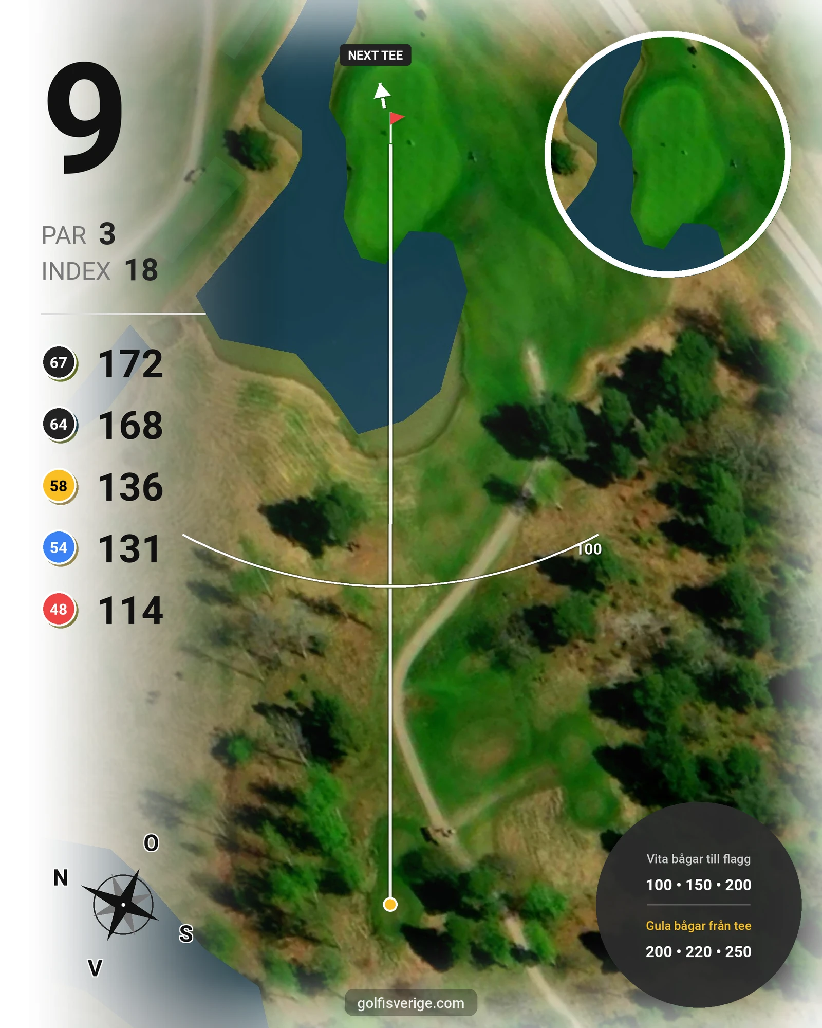 Banguide Frösåkers G&CC på Frösåker Golf & Country Club - Hål 9 karta