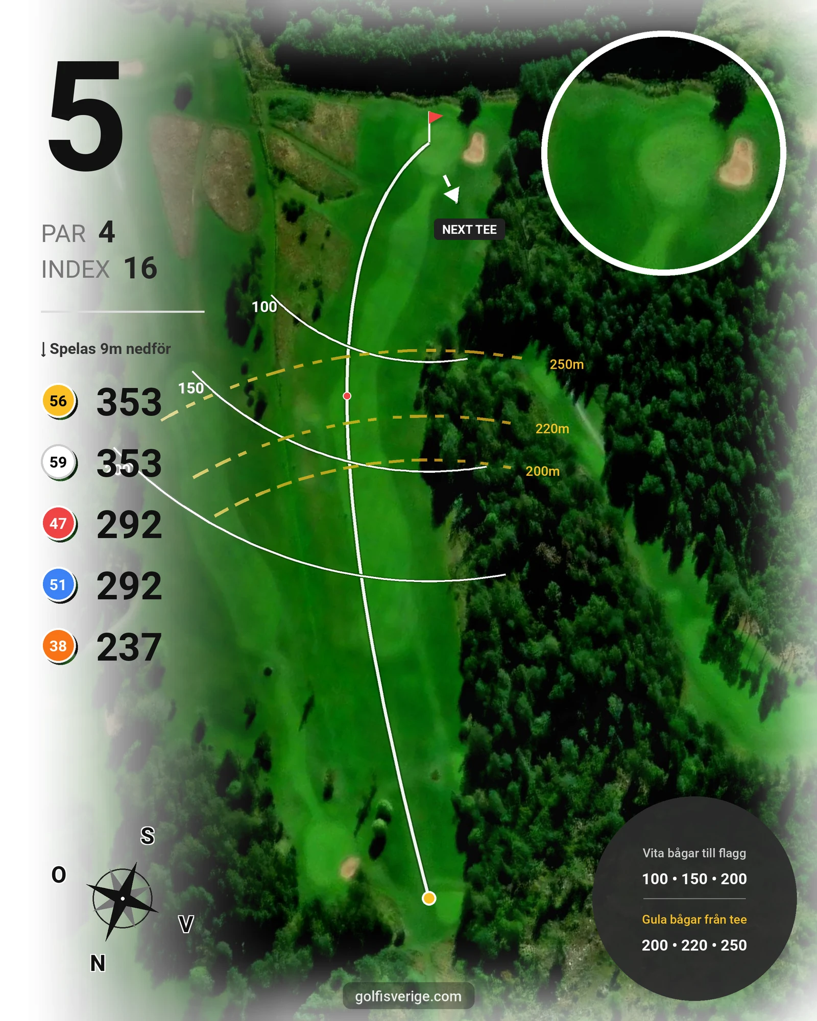 Banguide 18-hålsbanan på Fullerö Golfklubb - Hål 5 karta