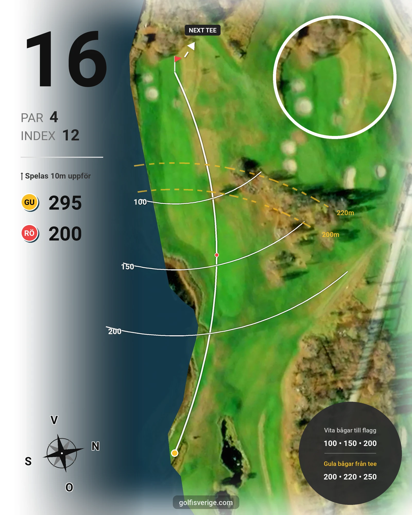 Banguide Ljusnedals golfbana hål 16 karta