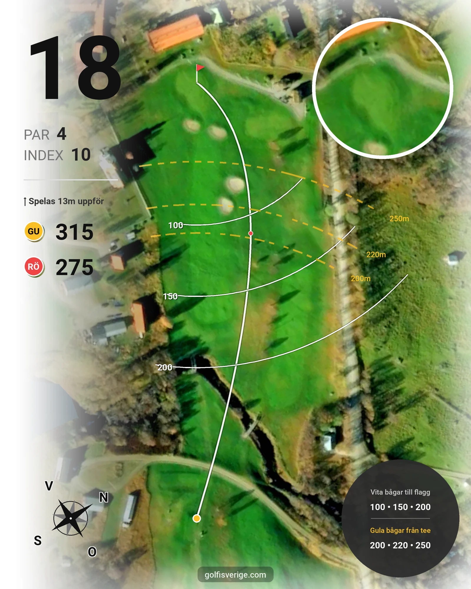 Banguide Ljusnedals golfbana hål 18 karta