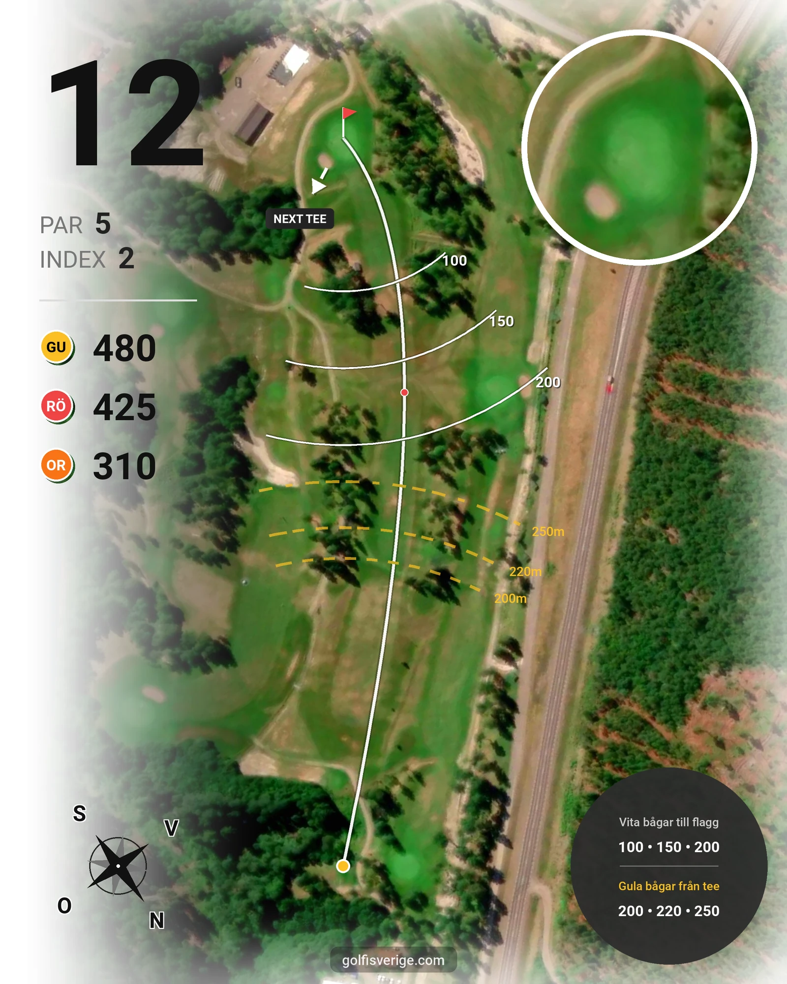 Banguide Gagnef Golf hål 12 karta