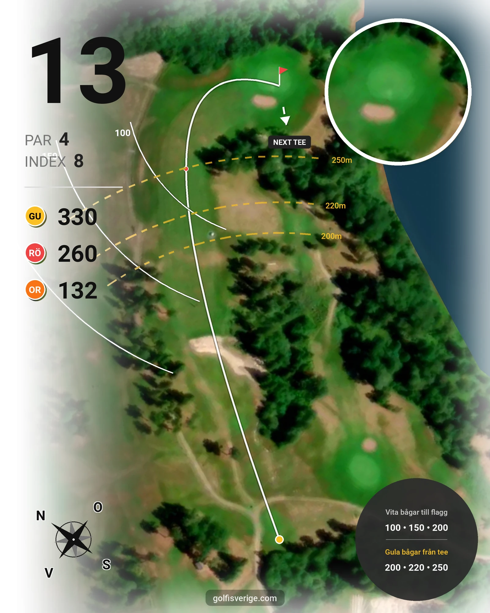 Banguide Gagnef Golf hål 13 karta