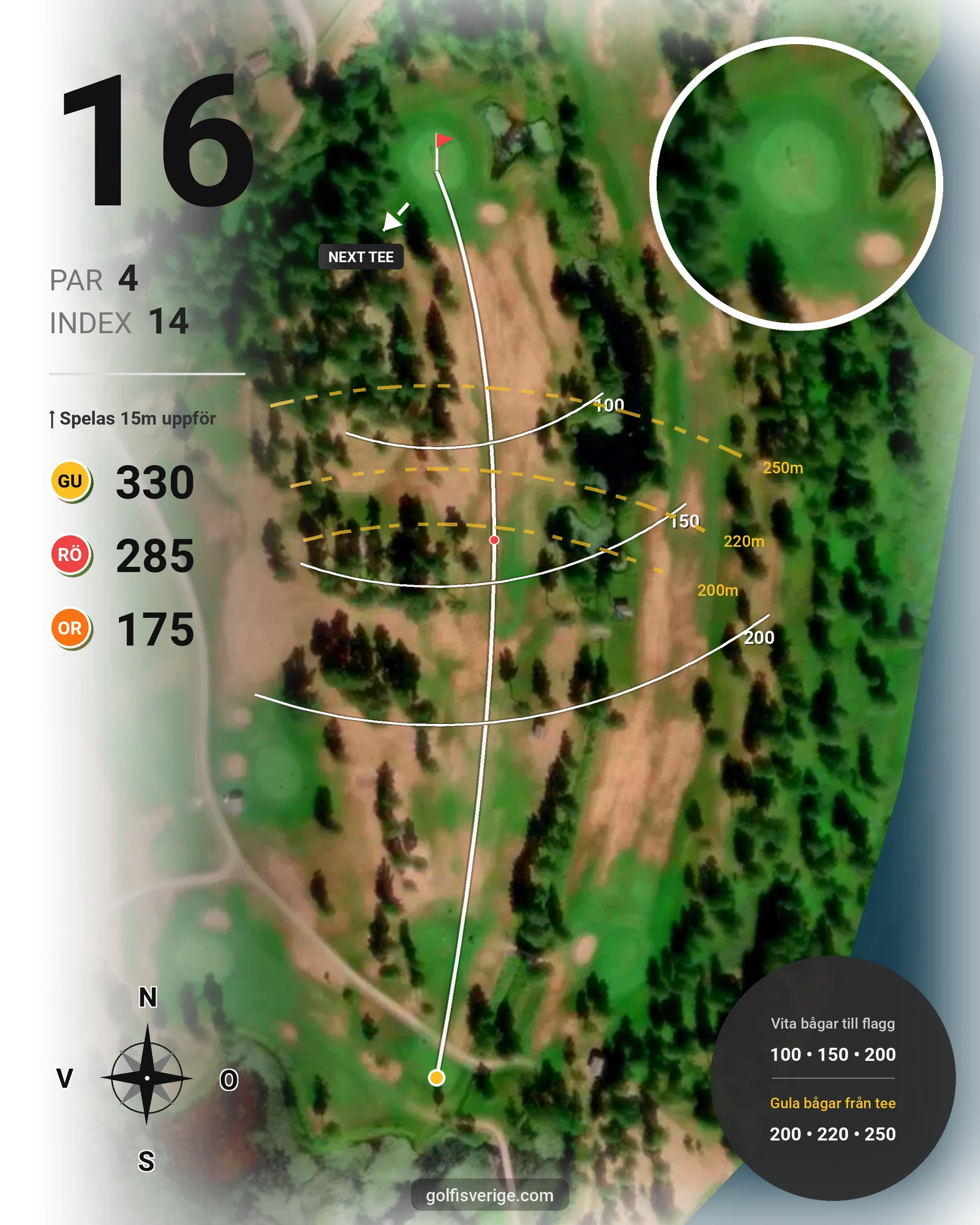 Banguide Gagnef Golf hål 16 karta