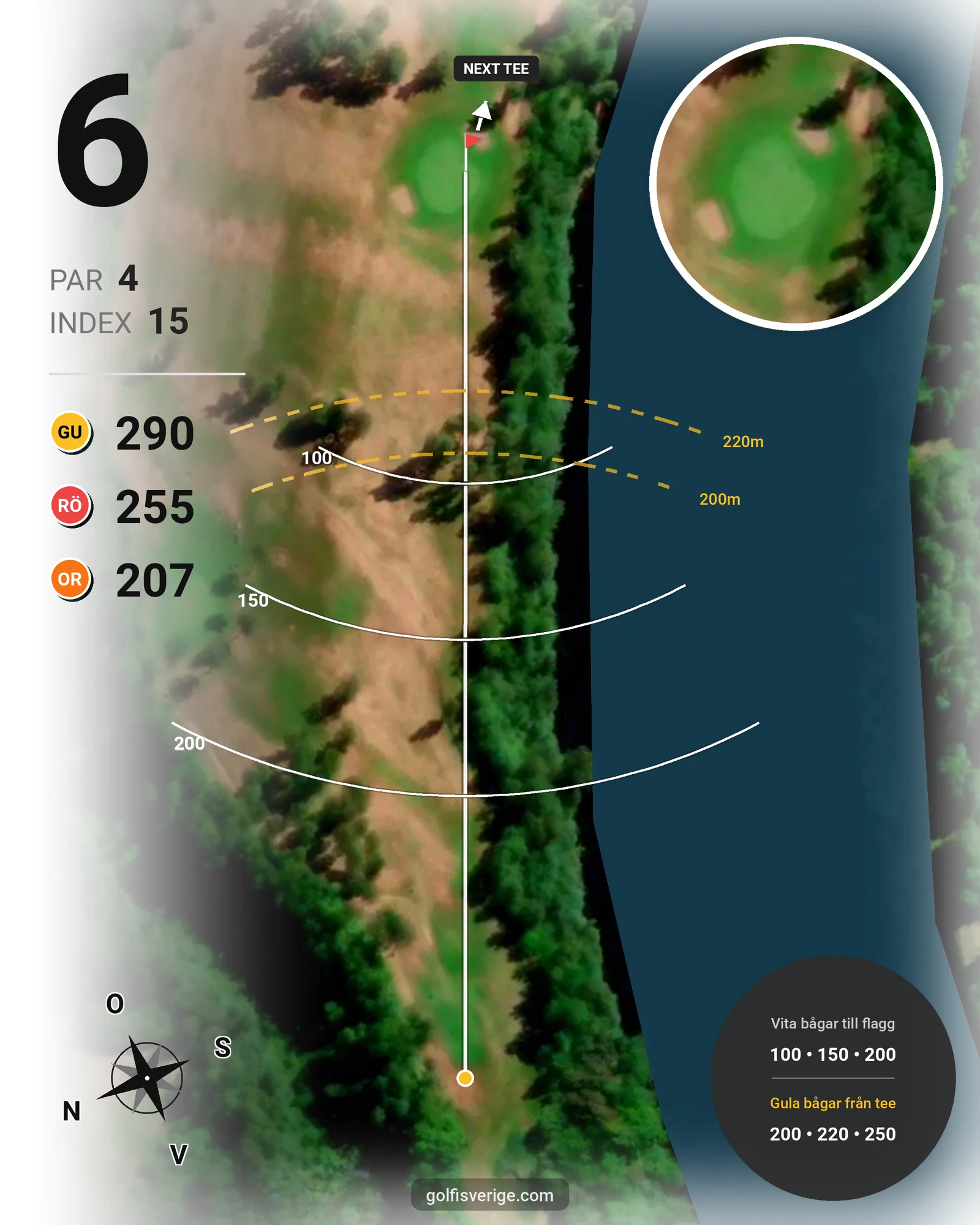 Banguide Gagnef Golf hål 6 karta