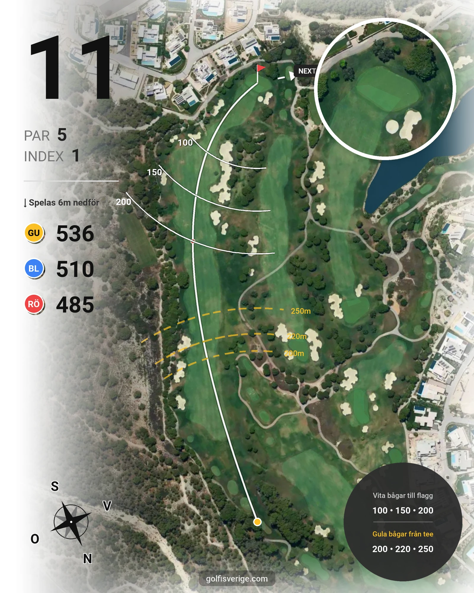 Banguide LAS COLINAS hål 11 karta