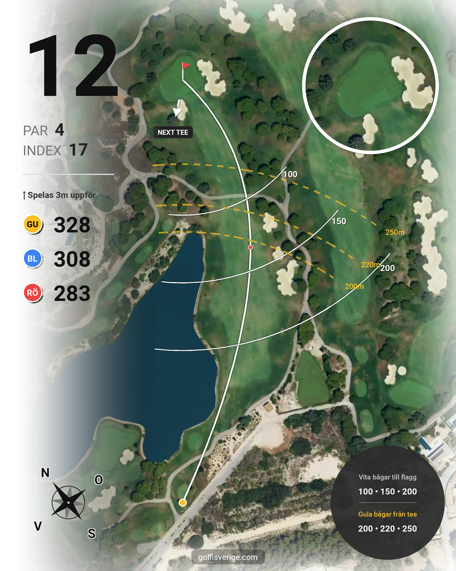 Banguide LAS COLINAS hål 12 karta