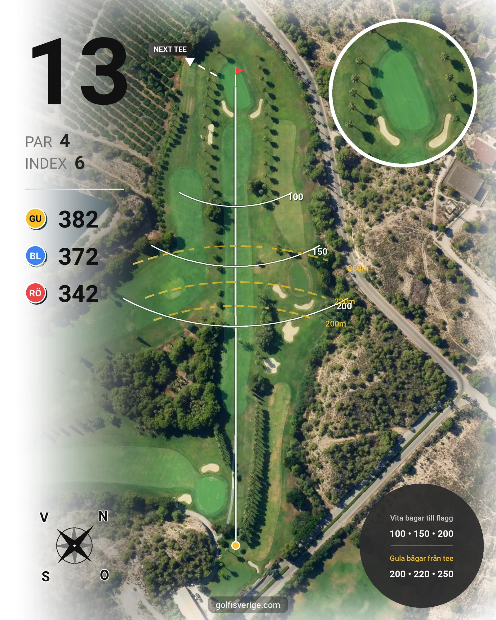 Banguide CAMPOAMOR hål 13 karta